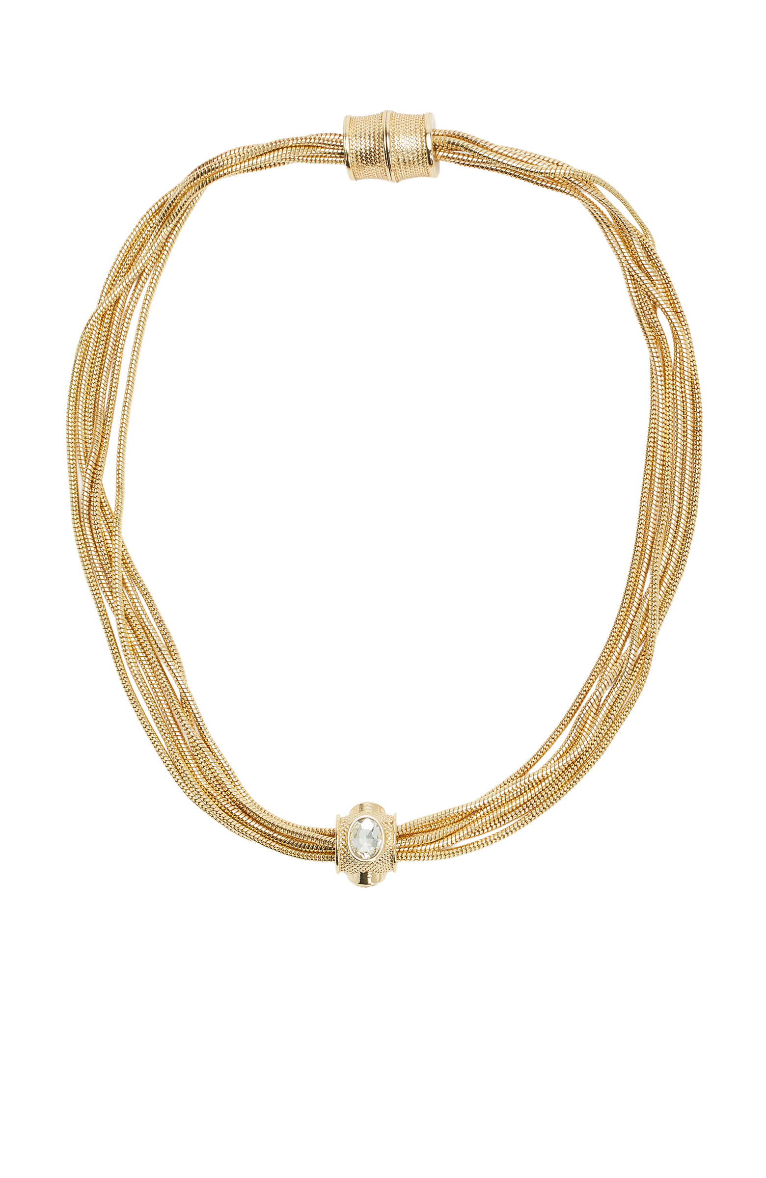 Gold Stone Detailed Multiple Necklace