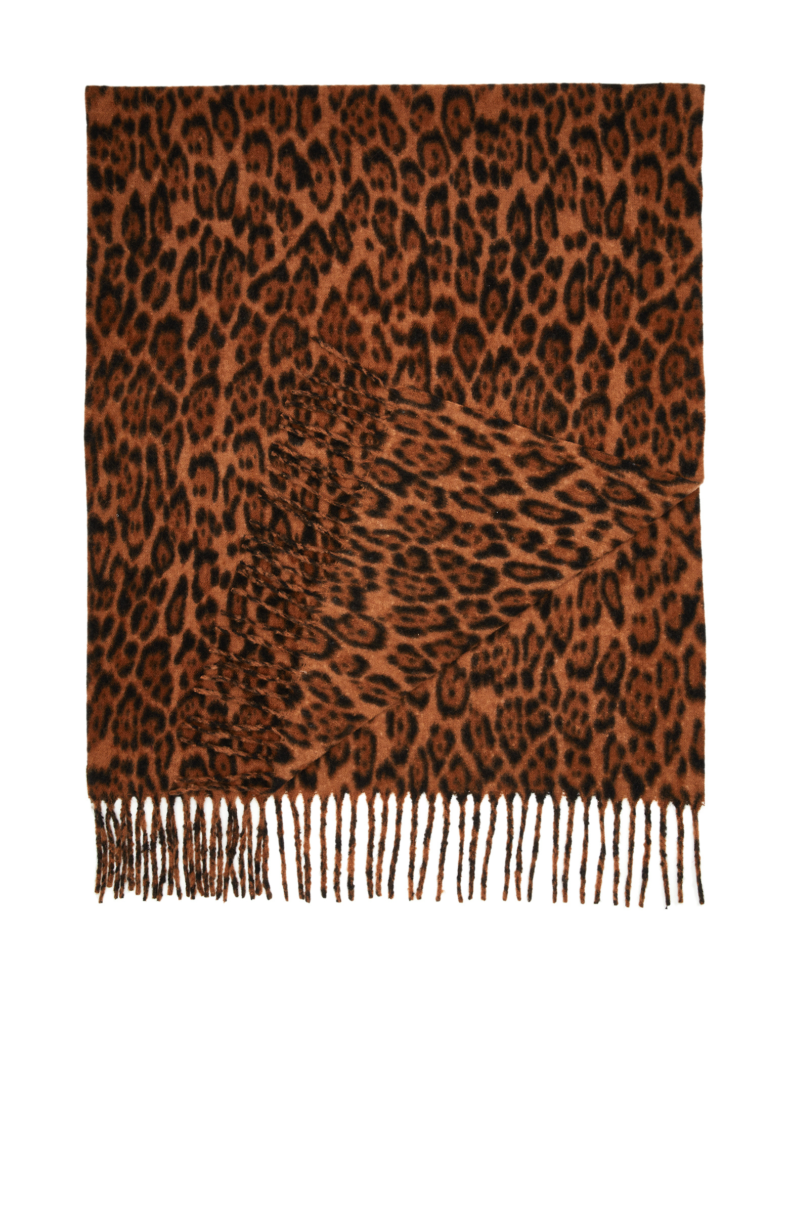 Kahverengi Leopar Desenli Kadın Şal