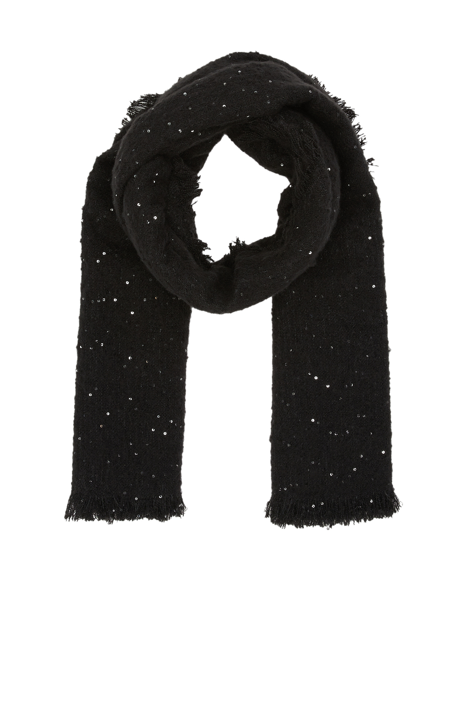 Black Sequin Detailed Women's Shawl