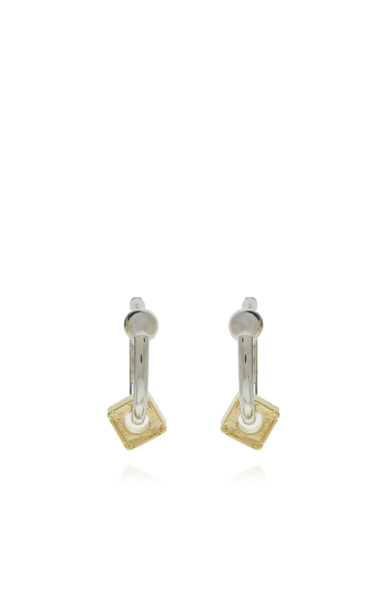 Silver Double Color Geometric Detailed Women's Earrings