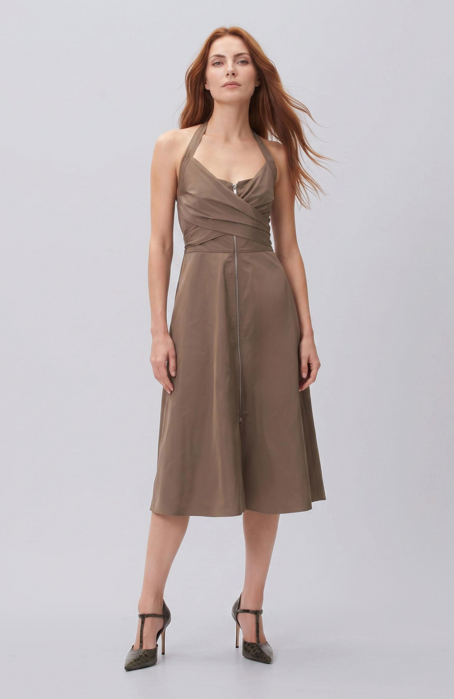 Vizon Halter Yaka Midi Boy Elbise
