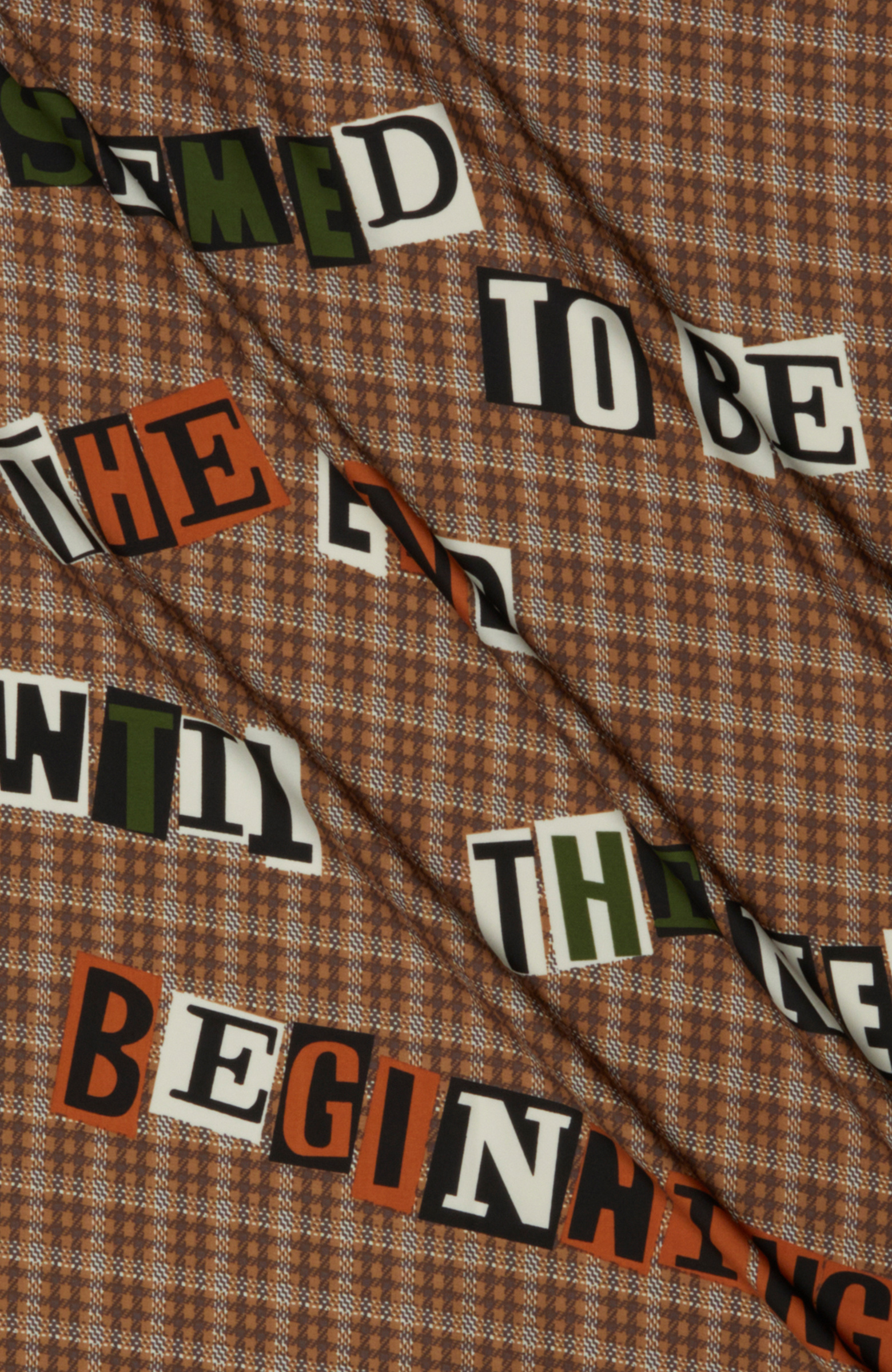 Brown Slogan Detailed Women's Scarf