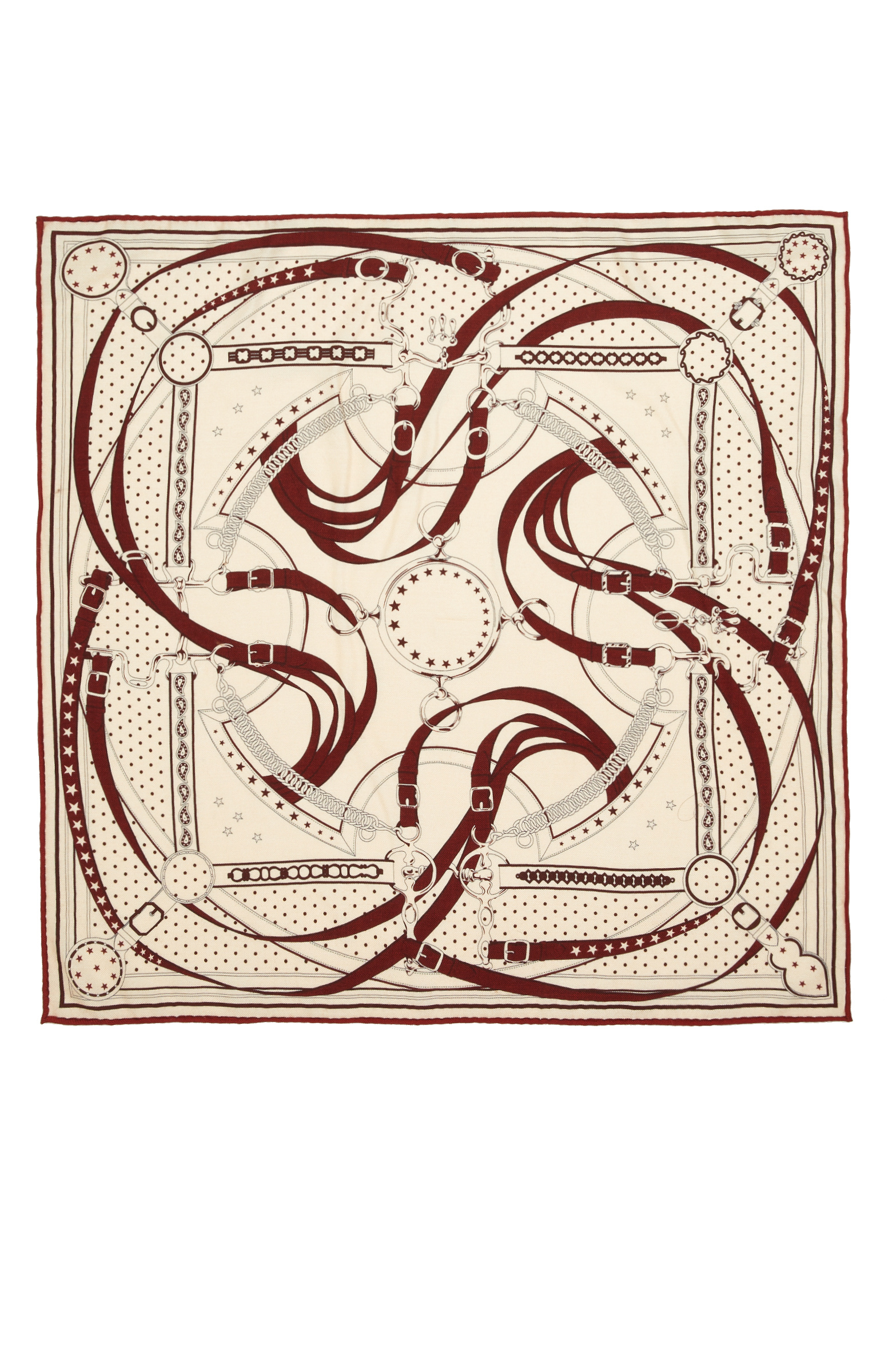 Ecru Patterned Women's Wool Scarf