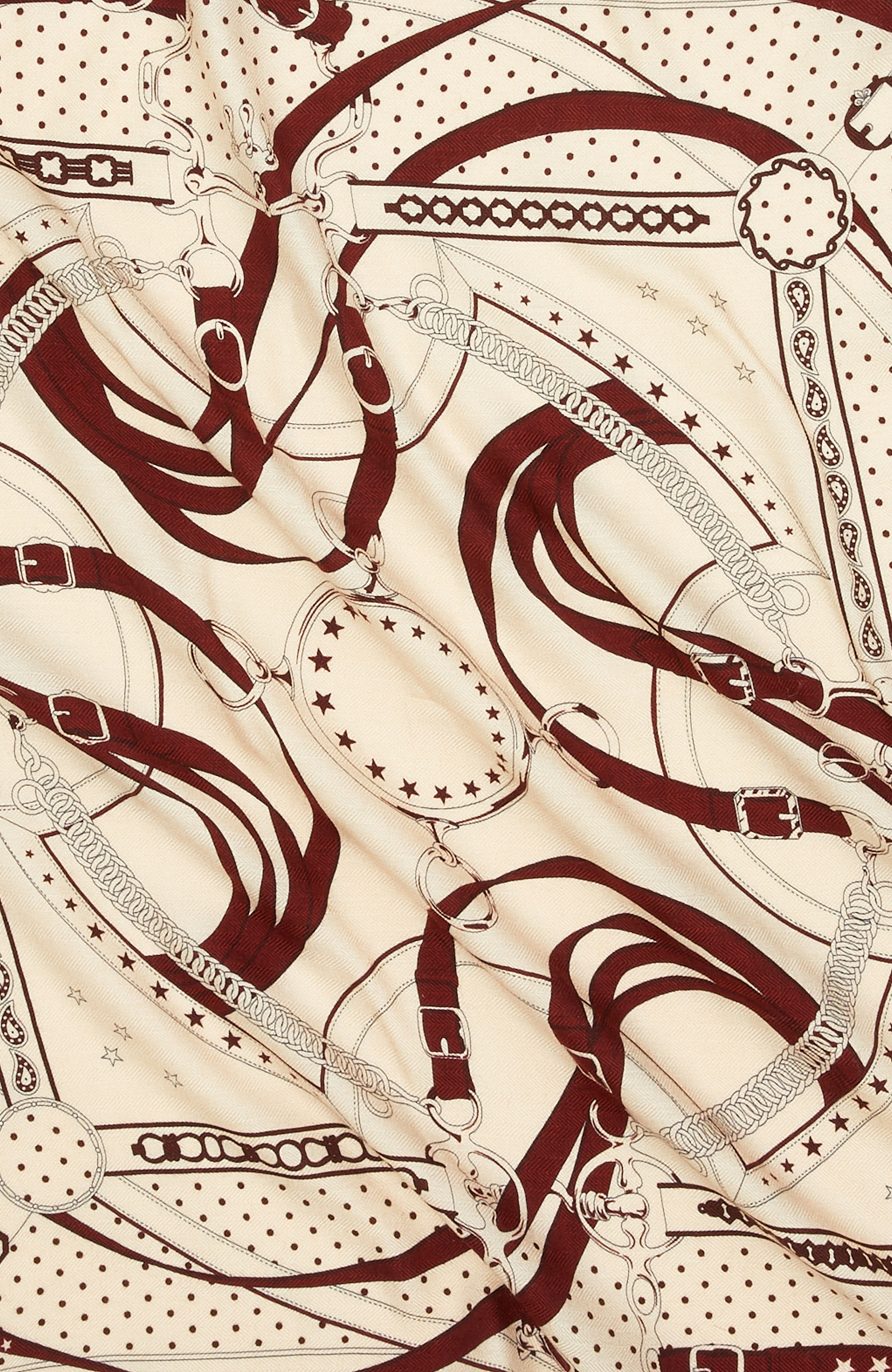 Ecru Patterned Women's Wool Scarf