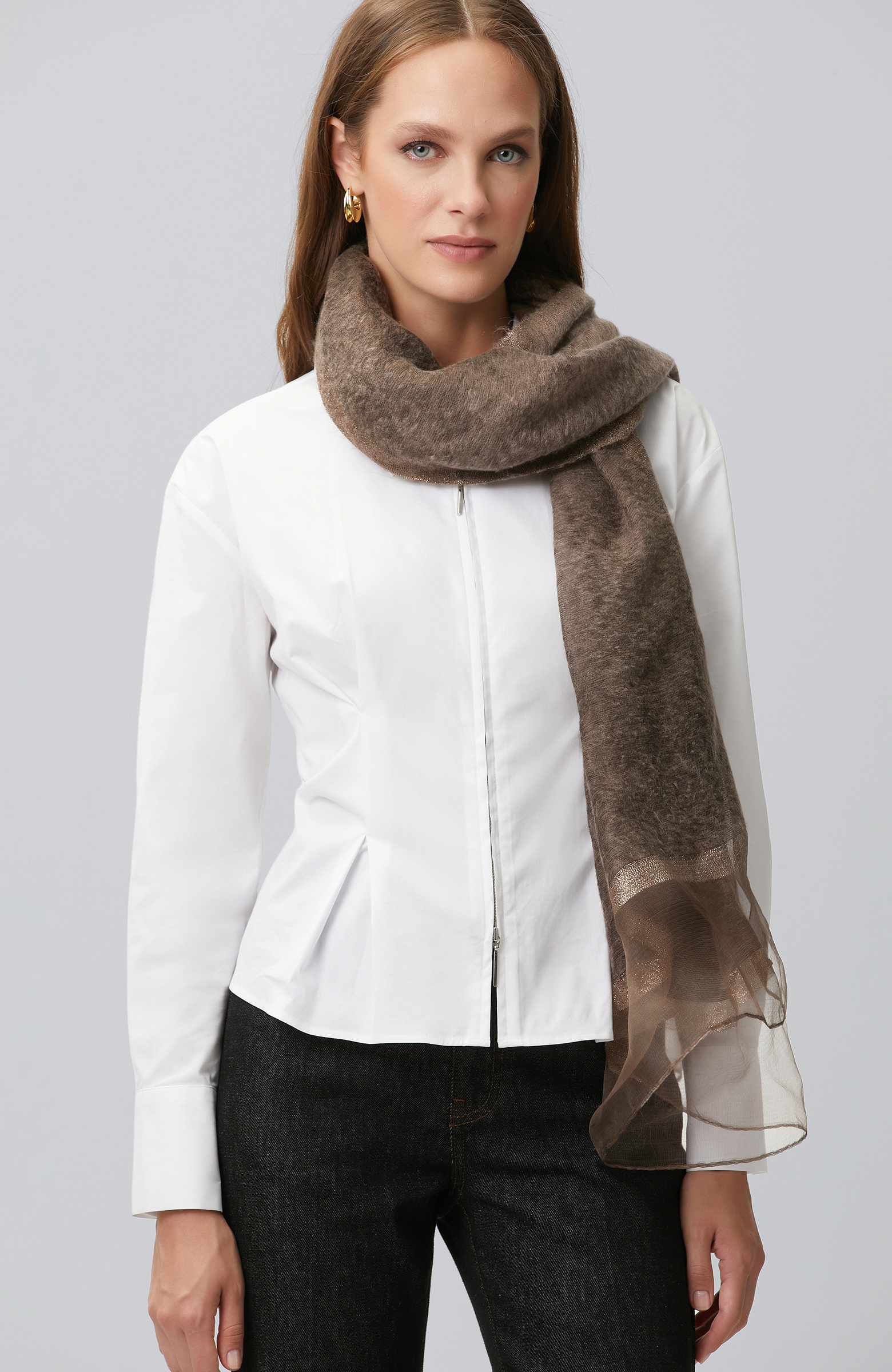 Brown Silk Blend Women's Shawl