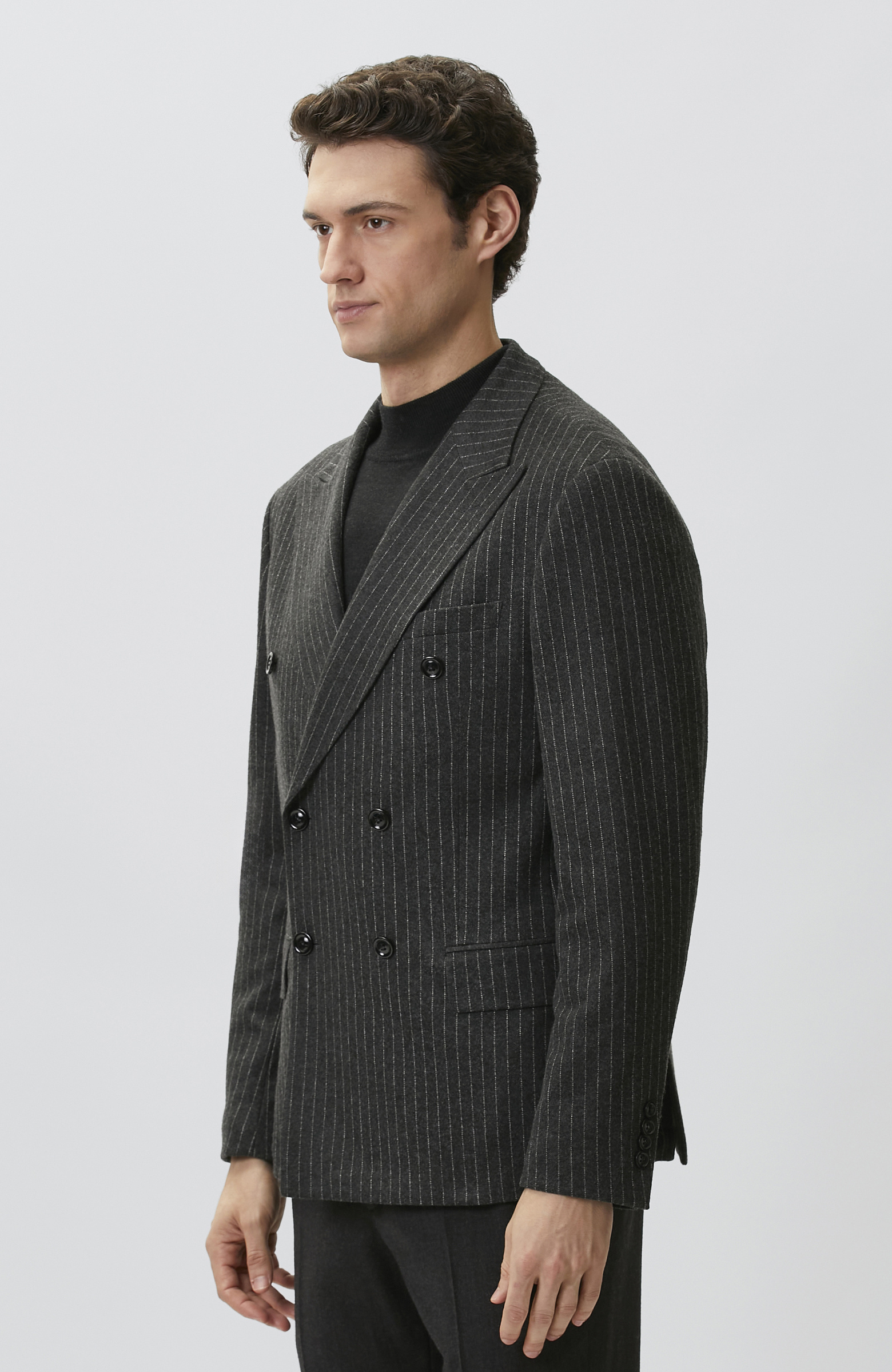 Anthracite Wool Double Breasted Collar Suit