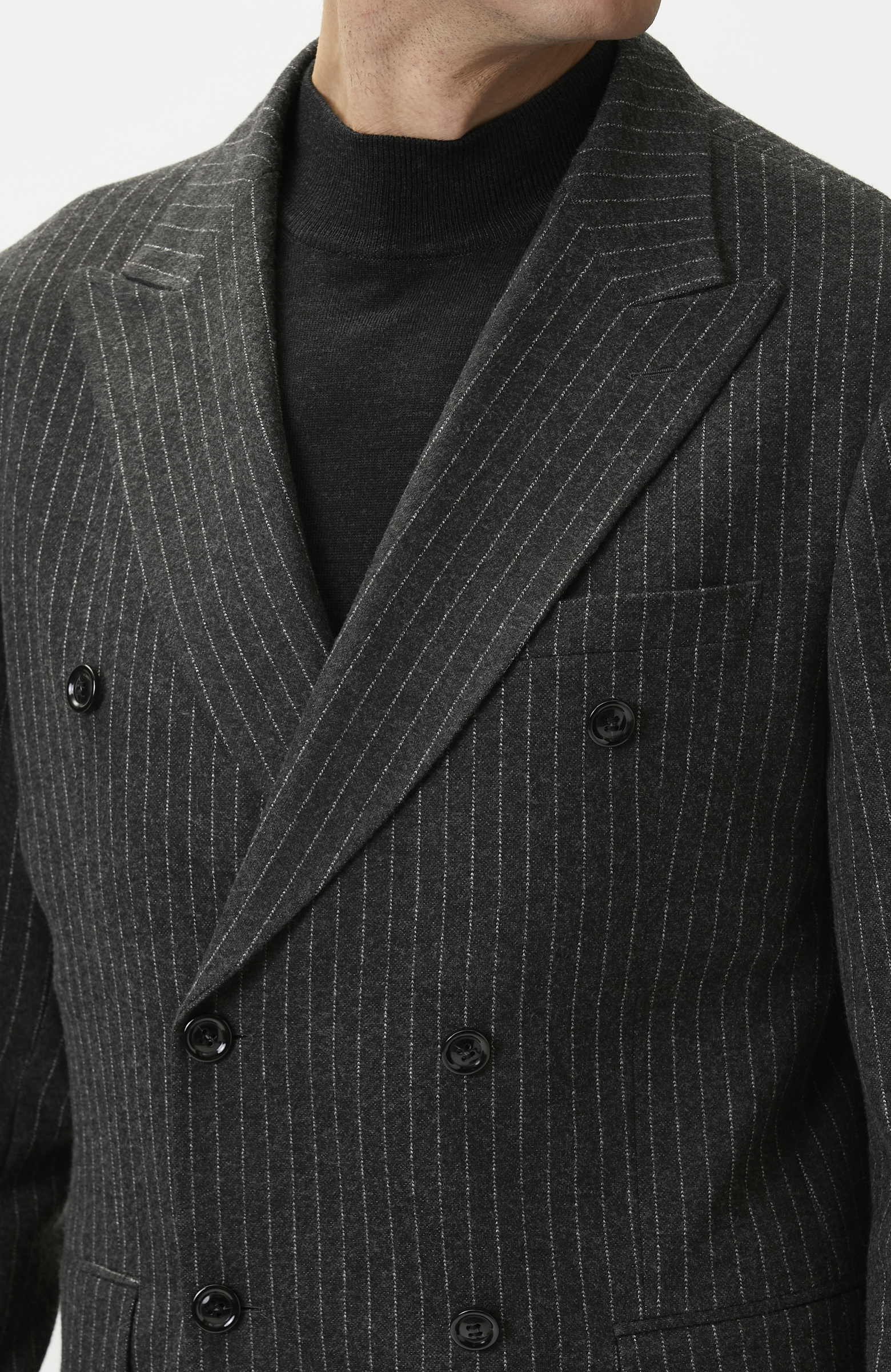 Anthracite Wool Double Breasted Collar Suit