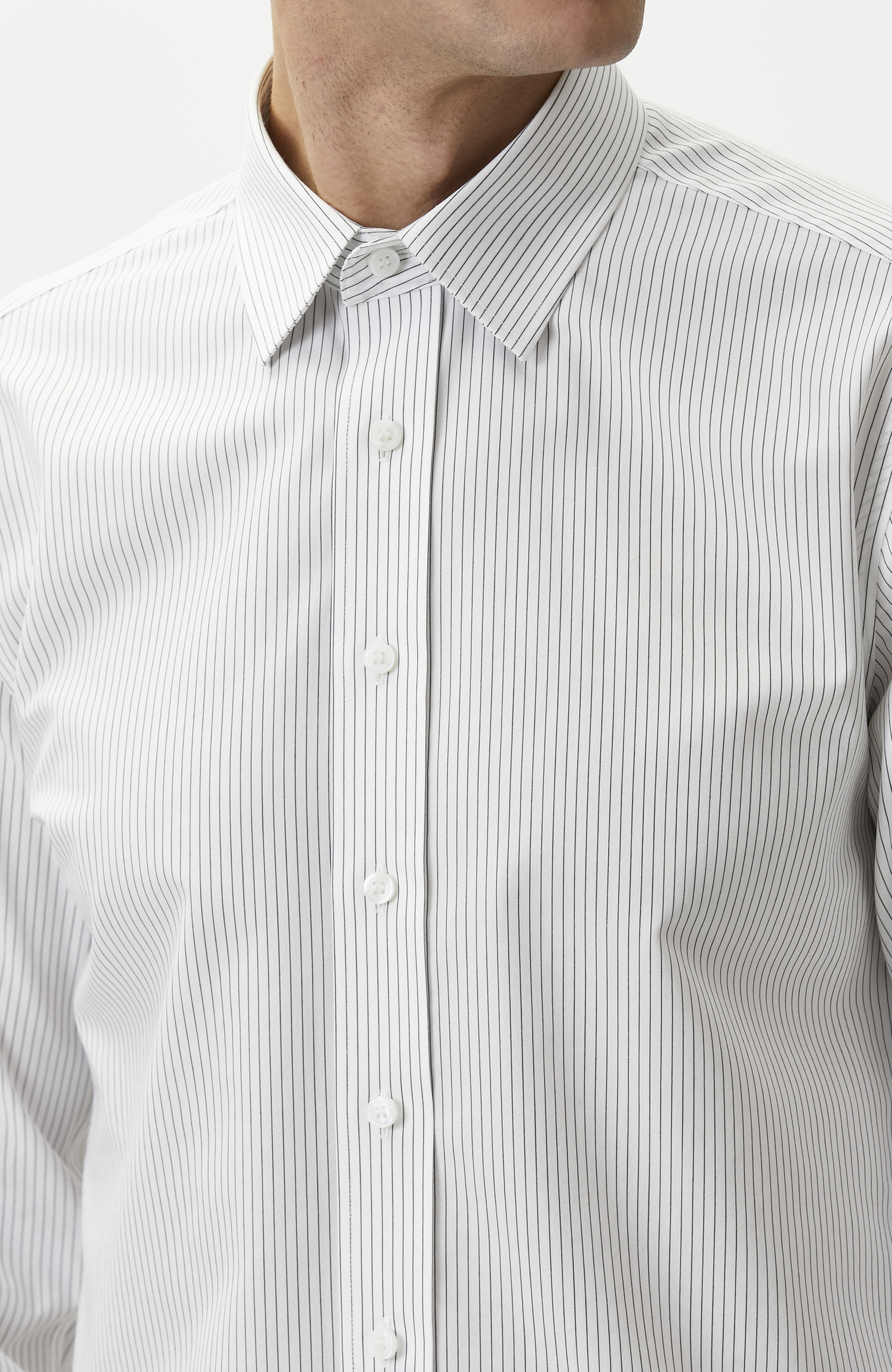 Slim Fit Beyaz Non-iron Çizgi Desenli Gömlek