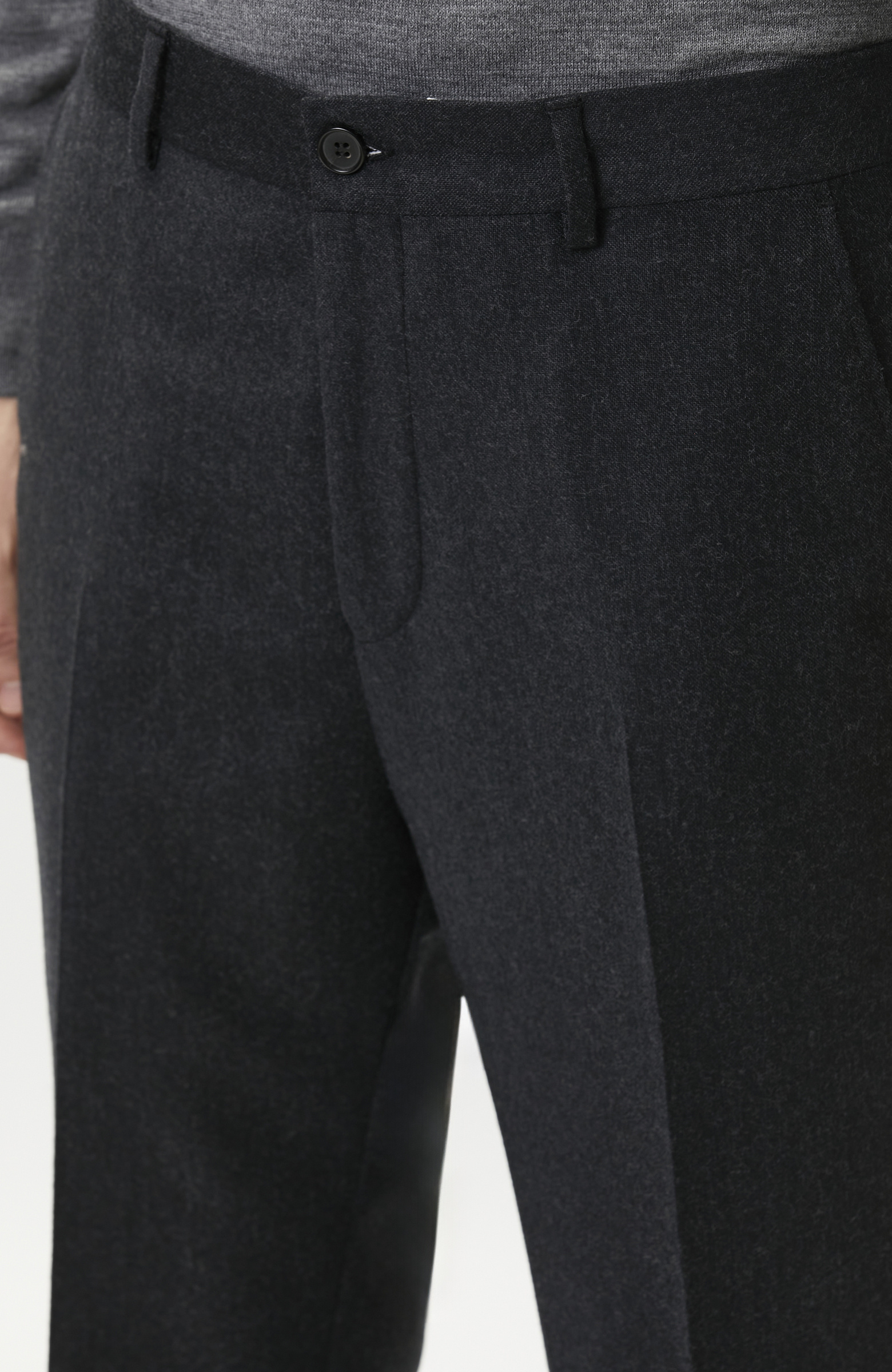 Siyah Kemerli Yün Flannel Pantolon