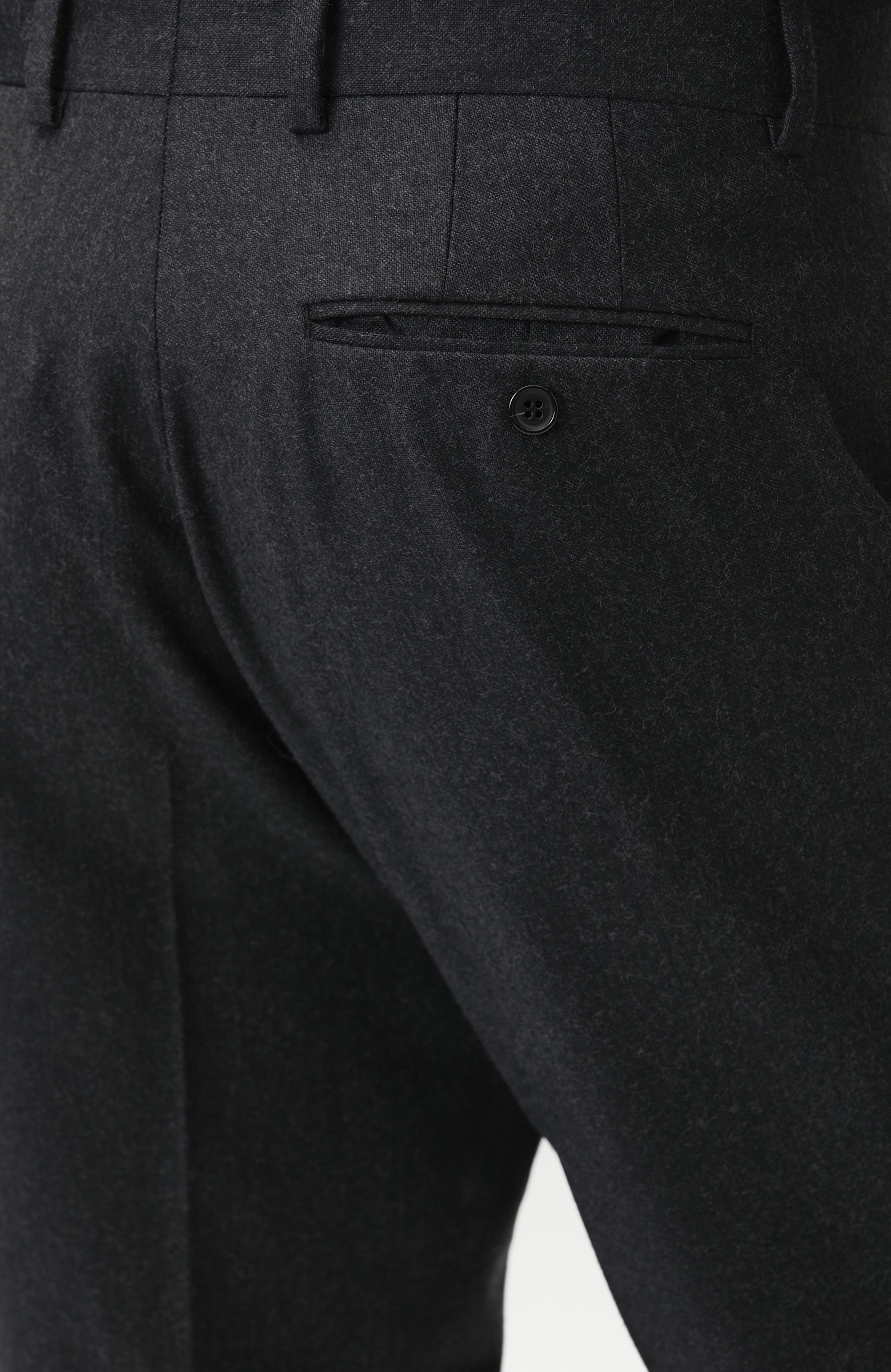 Siyah Kemerli Yün Flannel Pantolon