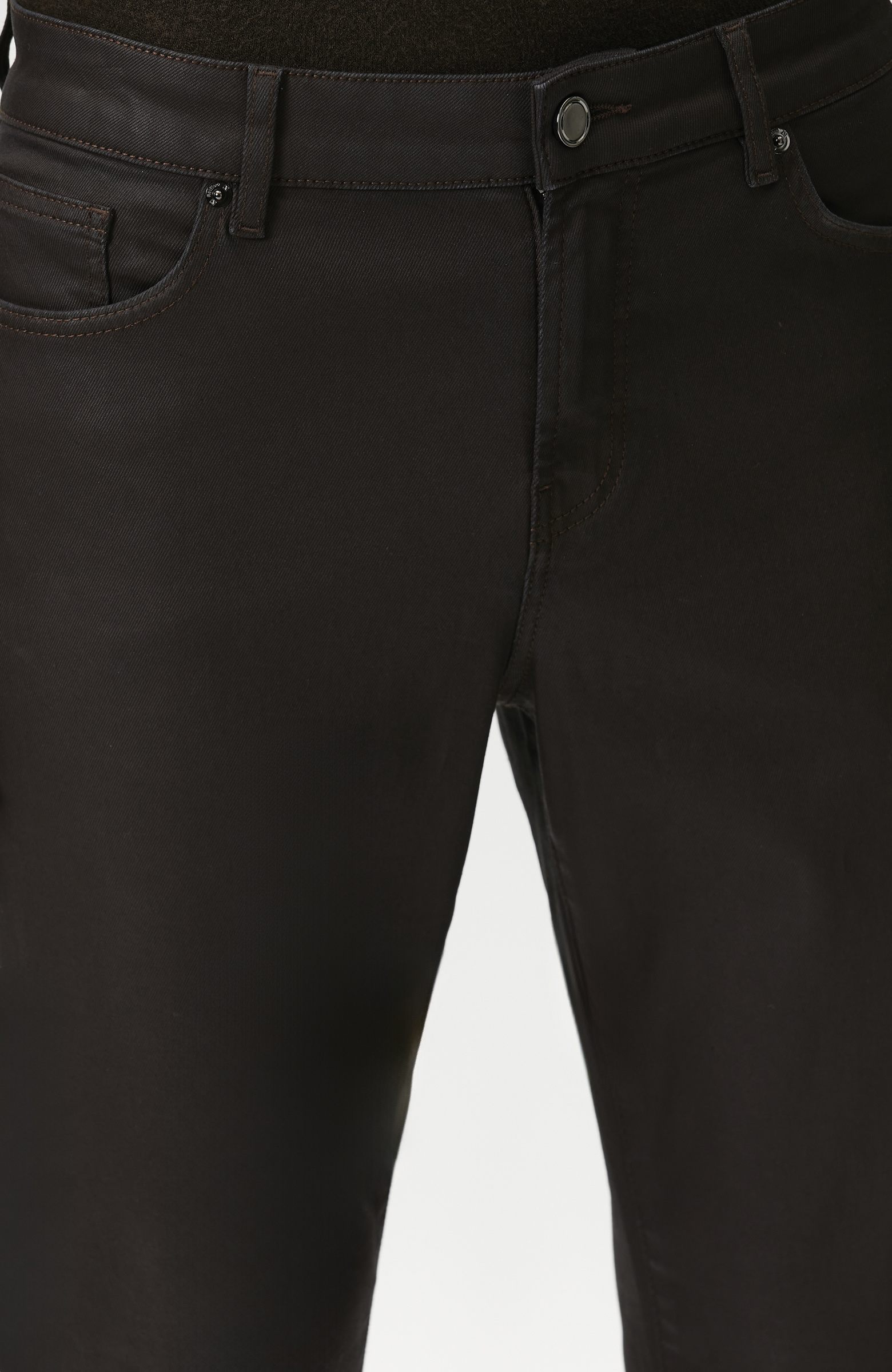 Kahverengi Kaplamalı Denim Pantolon