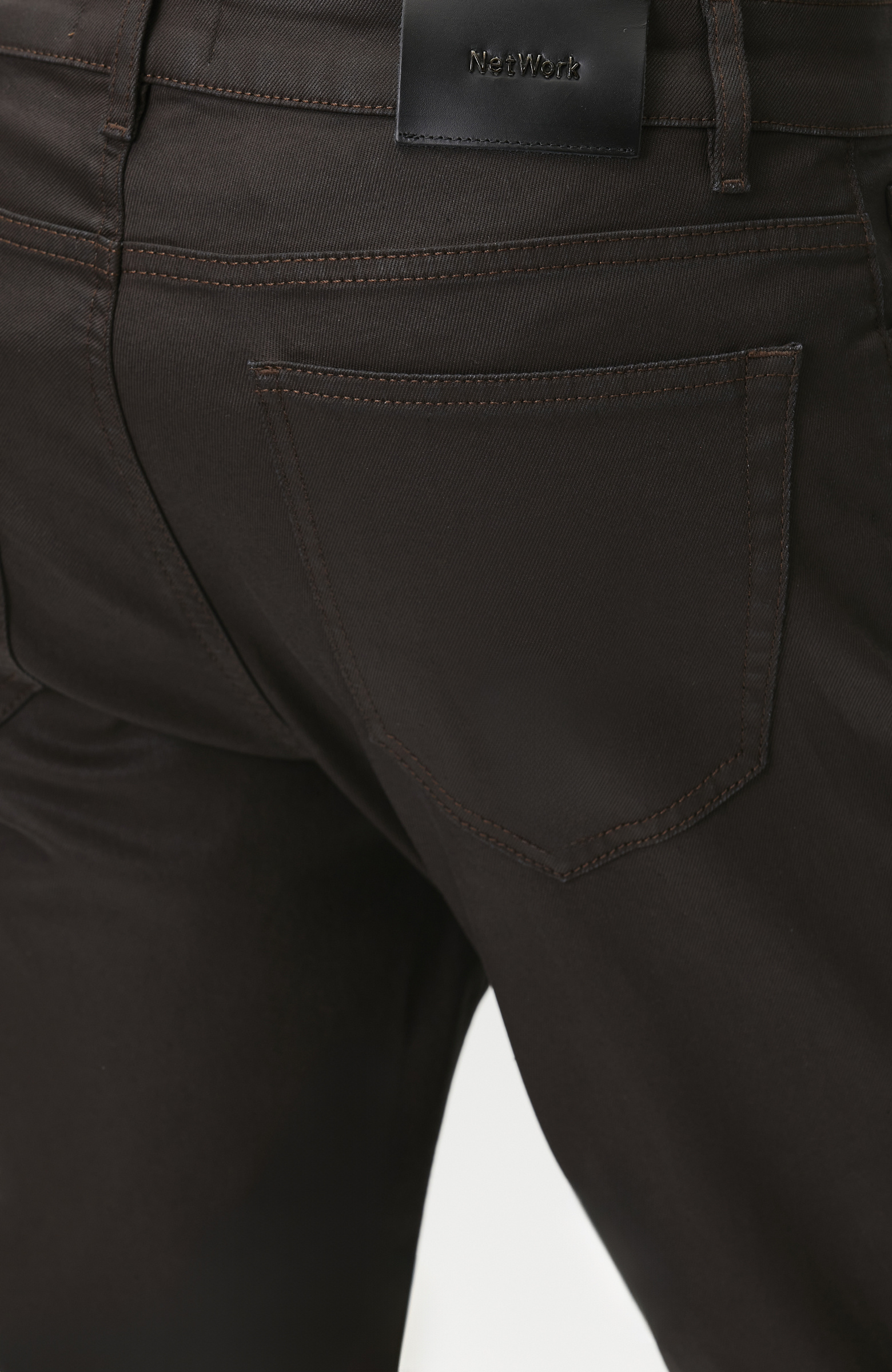 Kahverengi Kaplamalı Denim Pantolon