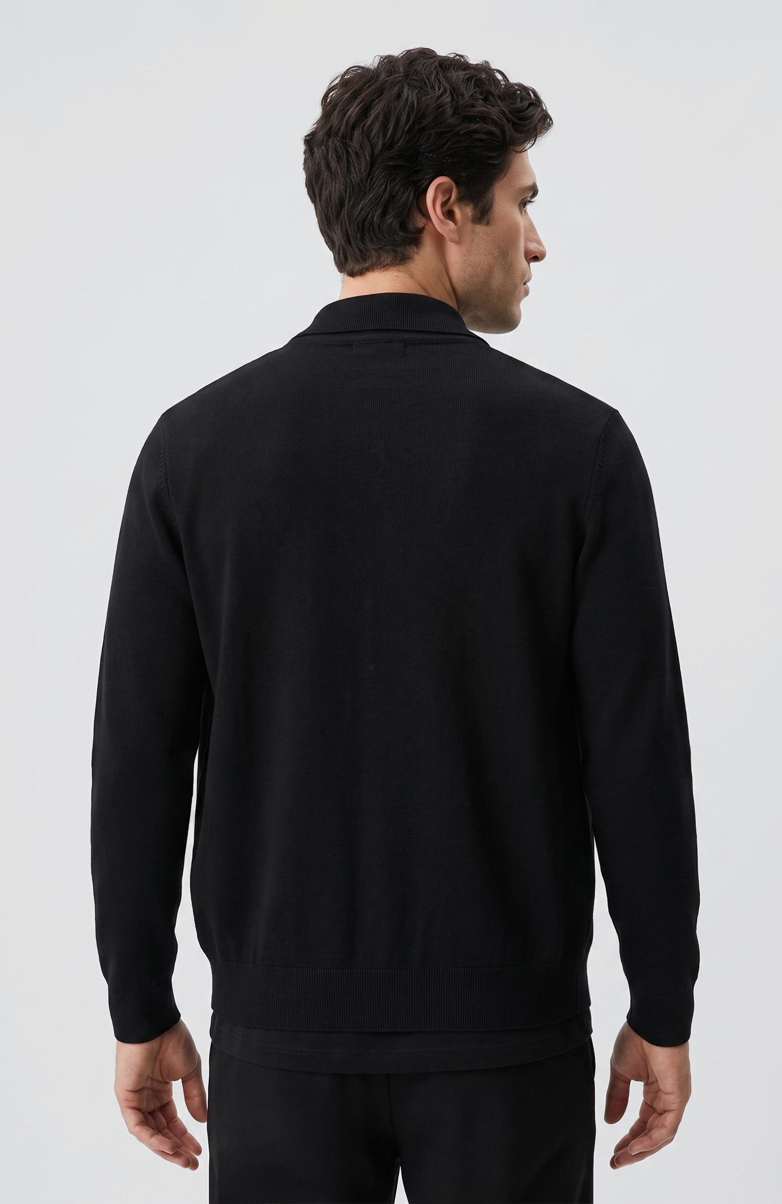 Siyah Çizgili Rayon Triko Hırka