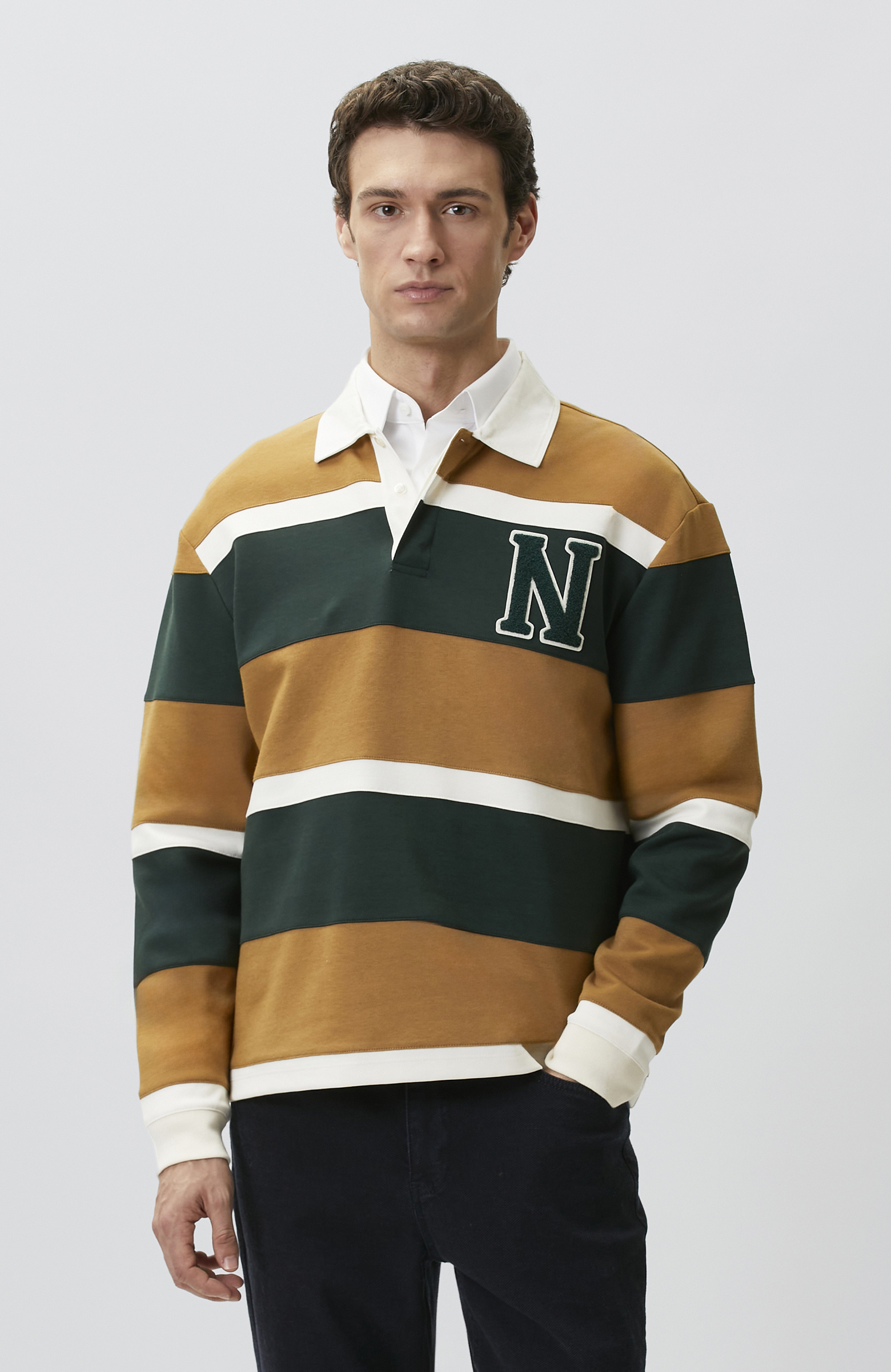 Safran Çizgi Desenli Sweatshirt