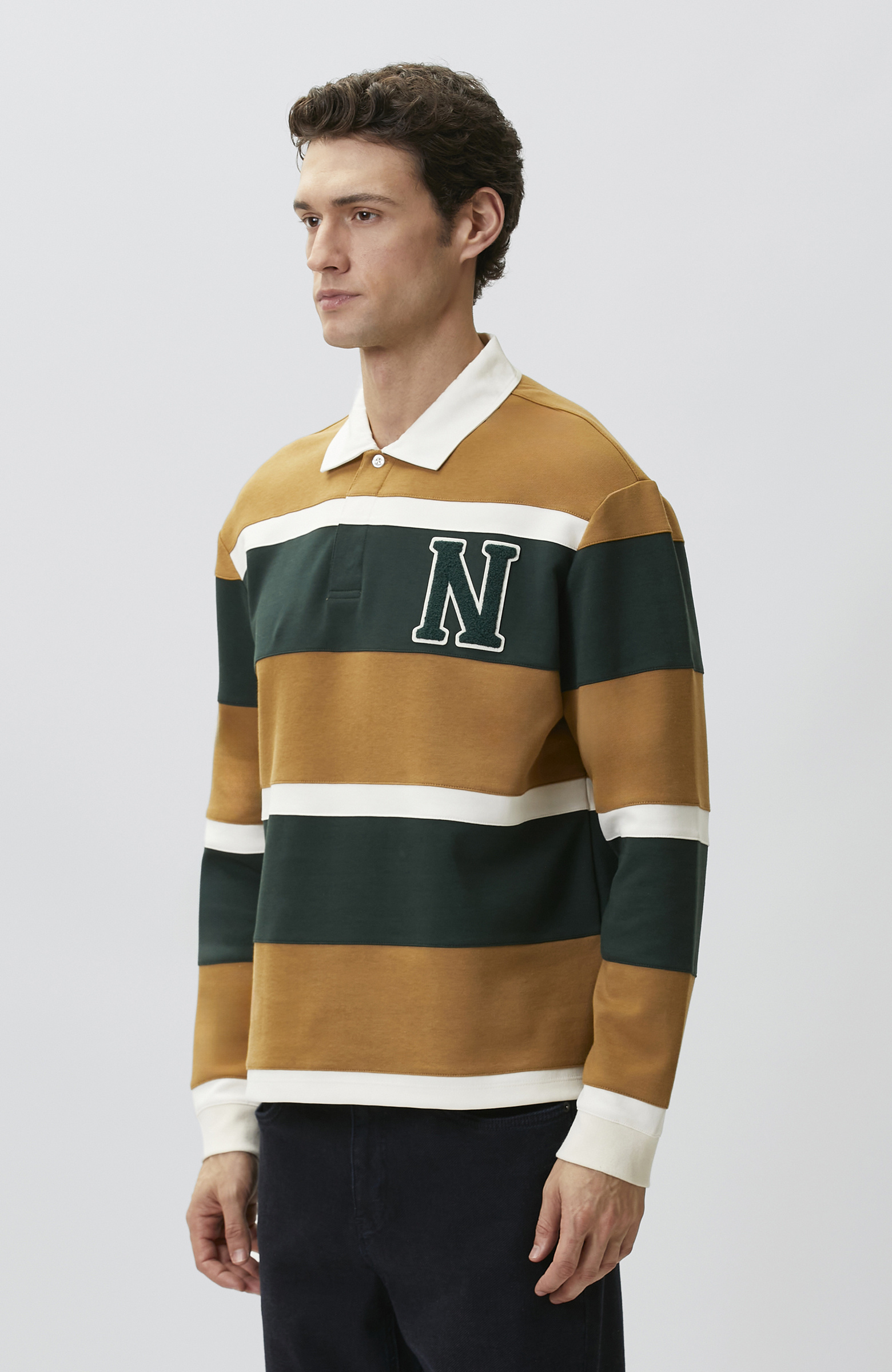 Safran Çizgi Desenli Sweatshirt