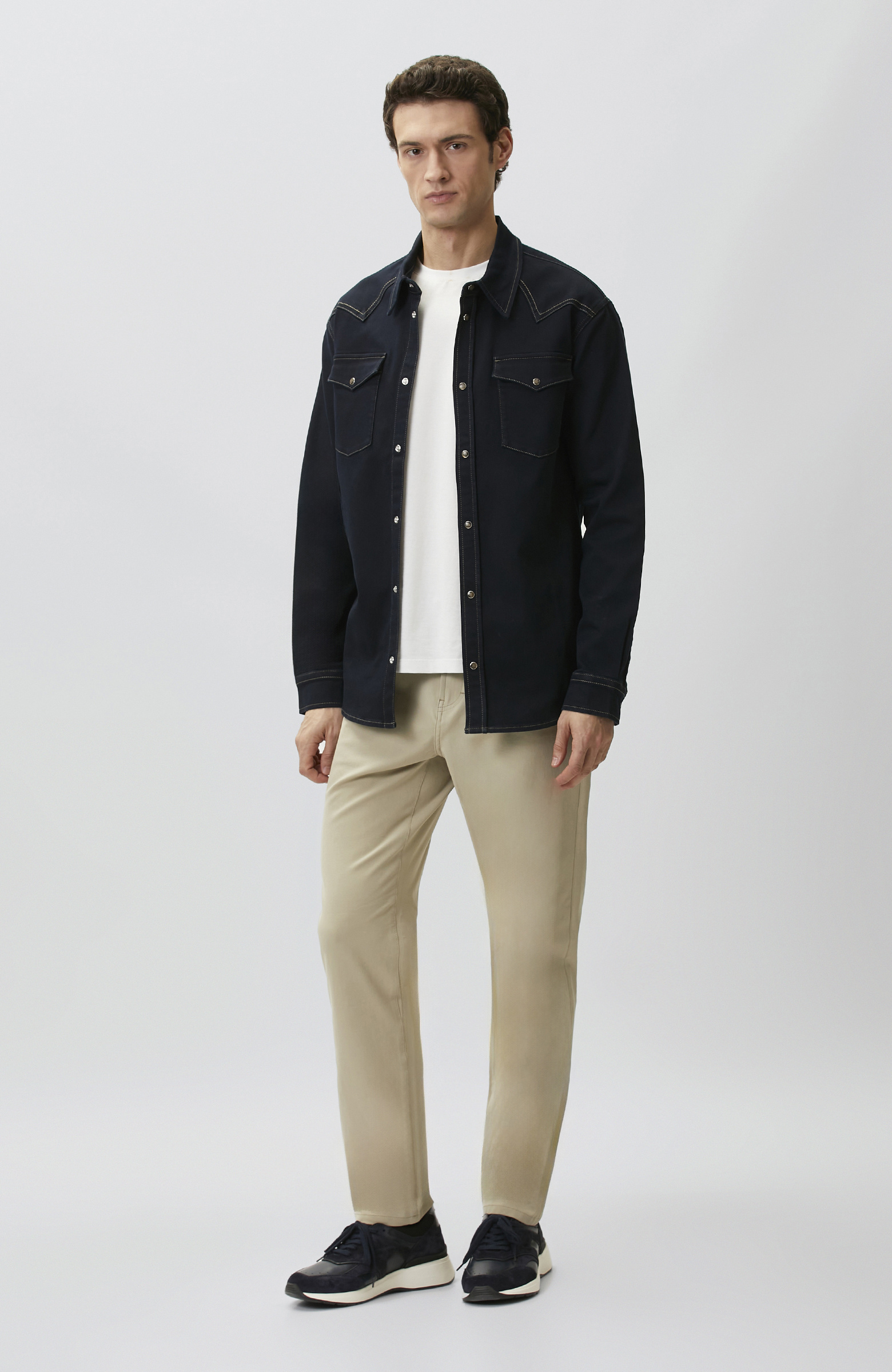 Comfort Fit Navy Blue Denim Shirt