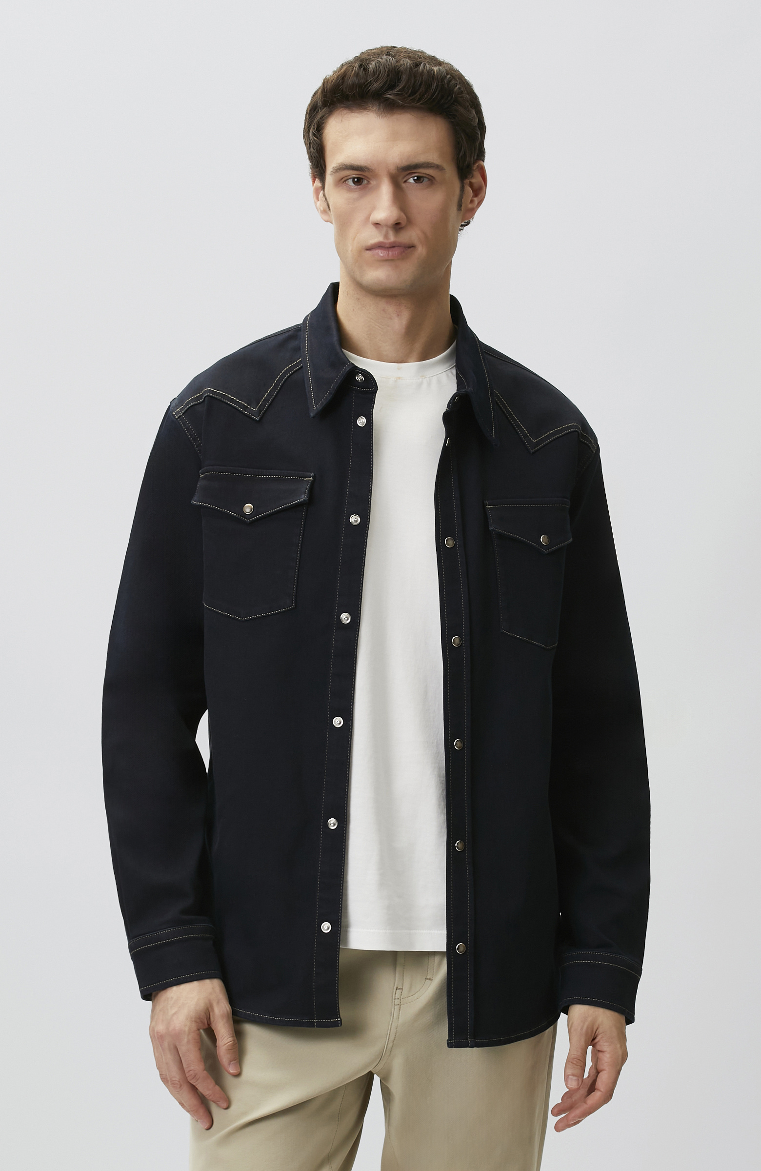 Comfort Fit Navy Blue Denim Shirt