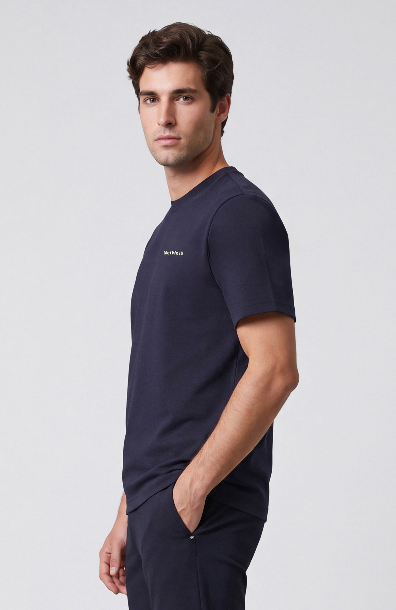 Navy Blue Embroidery Detailed T-shirt