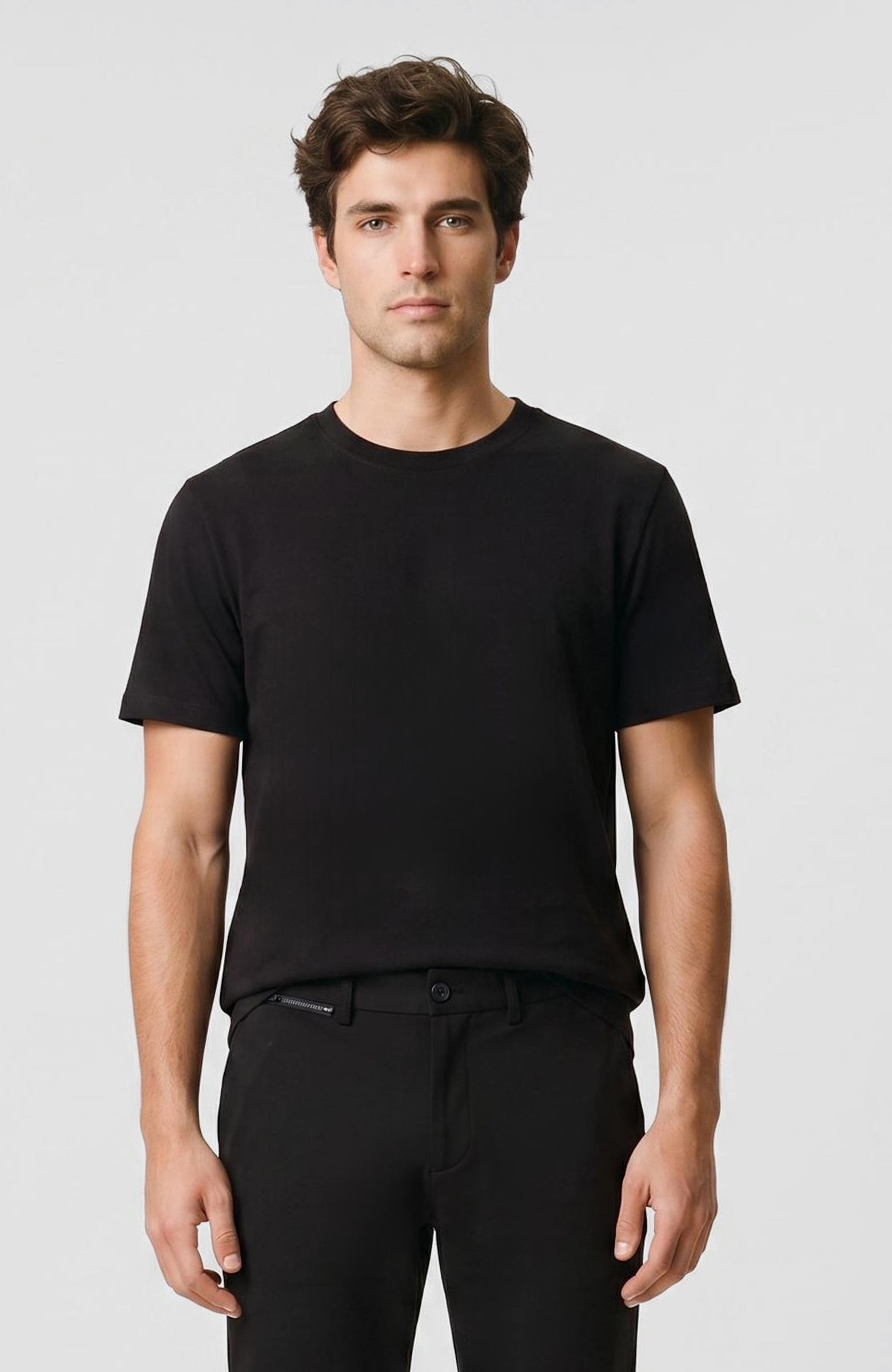 Siyah Jakarlı Bisiklet Yaka T-shirt