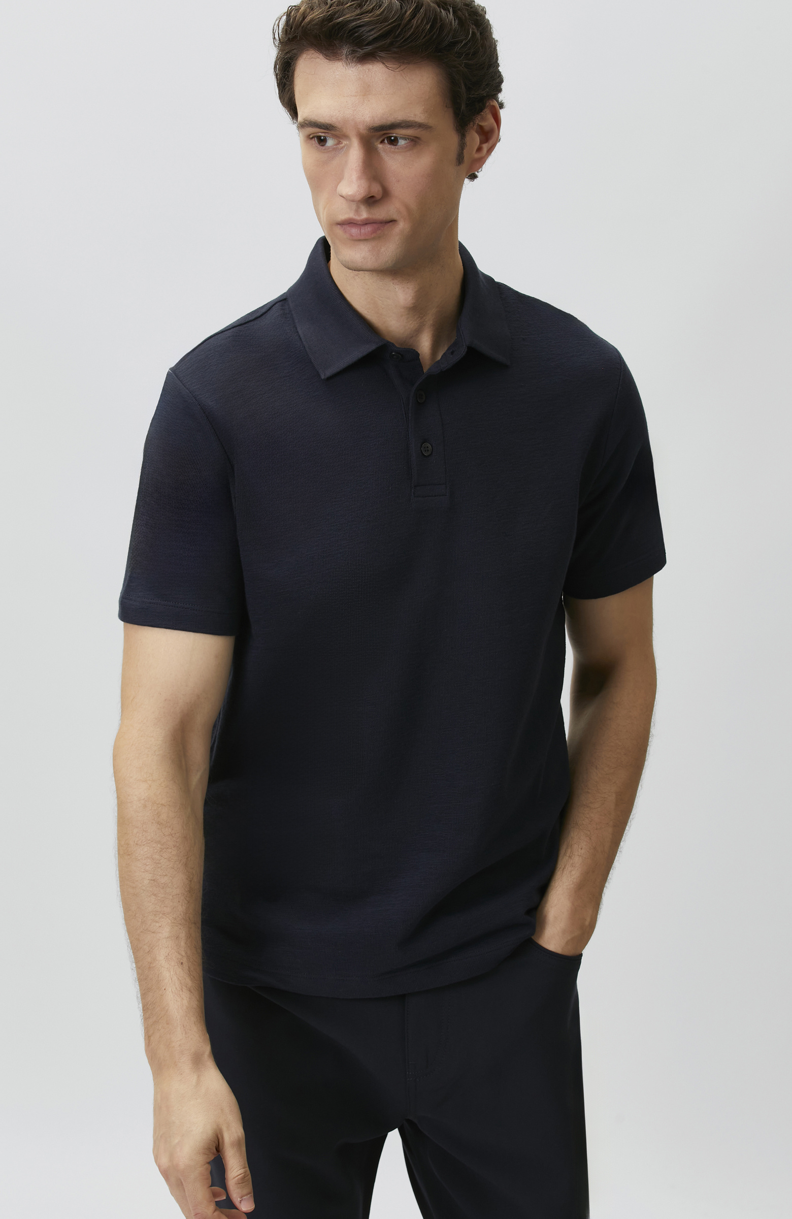 Lacivert Jakarlı Polo Yaka T-shirt