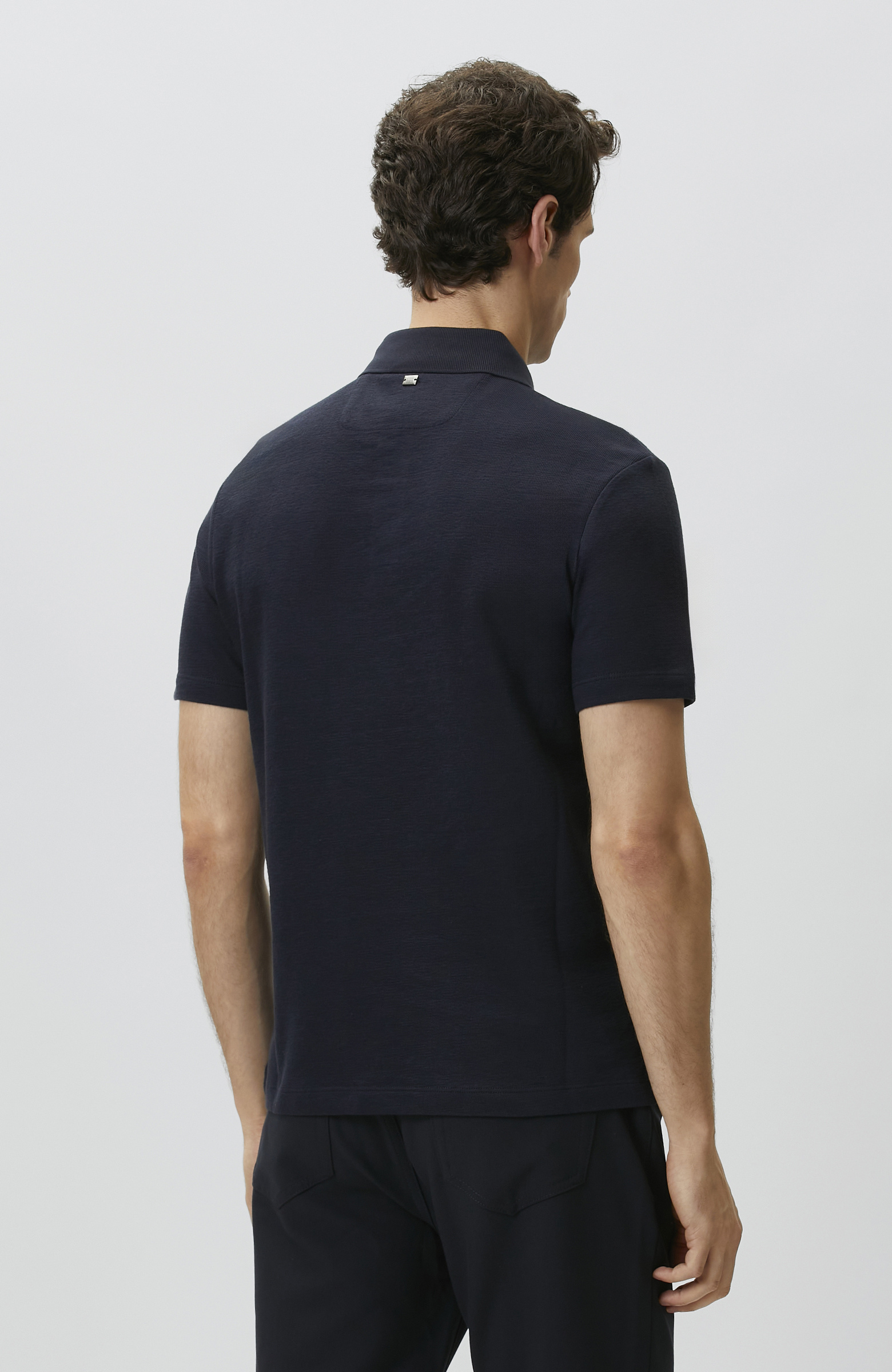 Lacivert Jakarlı Polo Yaka T-shirt