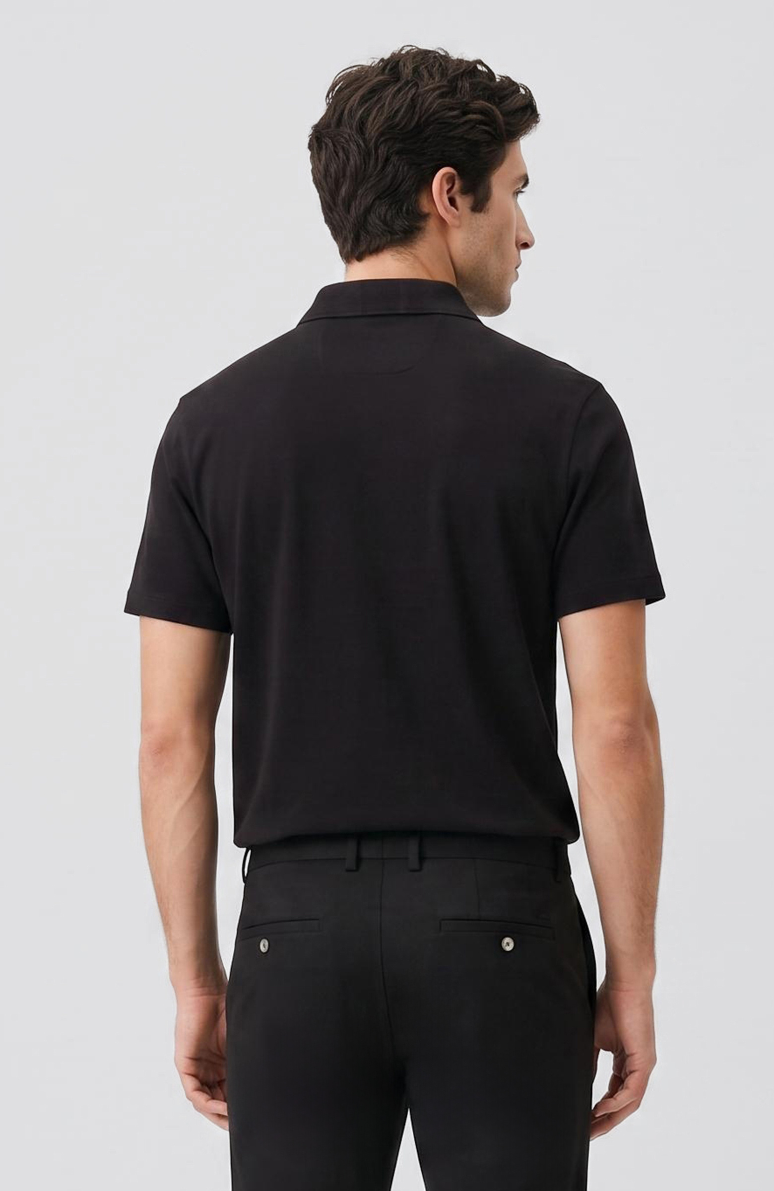 Siyah Jakarlı Polo Yaka T-shirt
