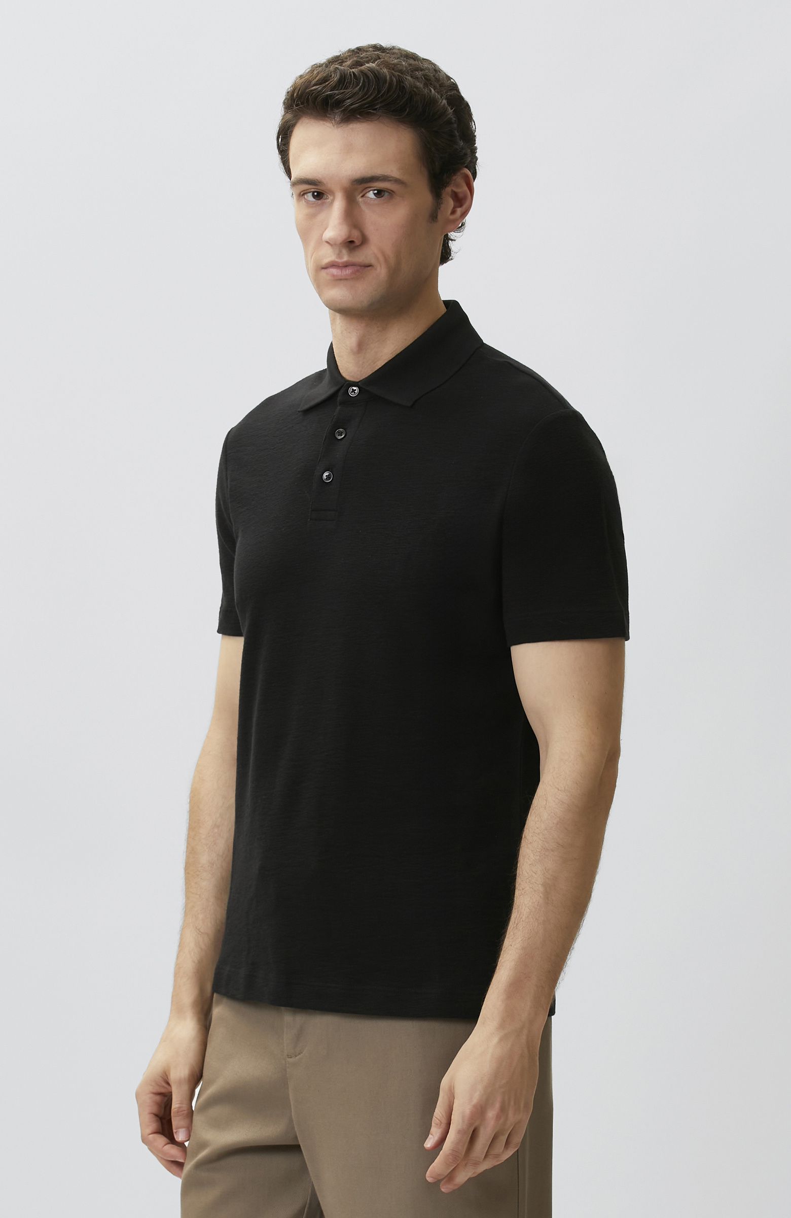 Siyah Jakarlı Polo Yaka T-shirt