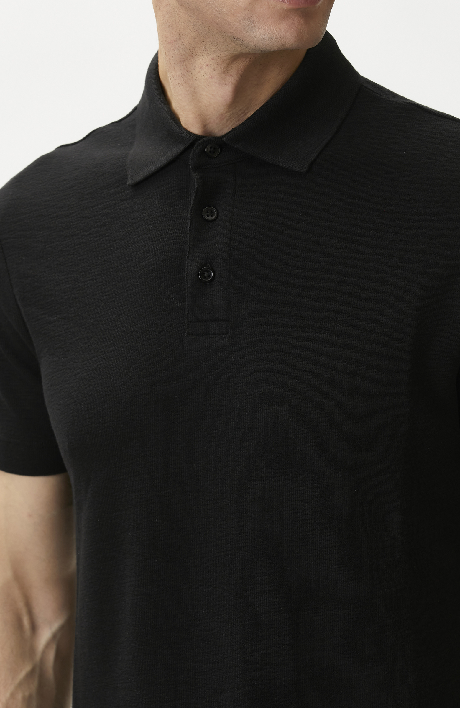 Siyah Jakarlı Polo Yaka T-shirt