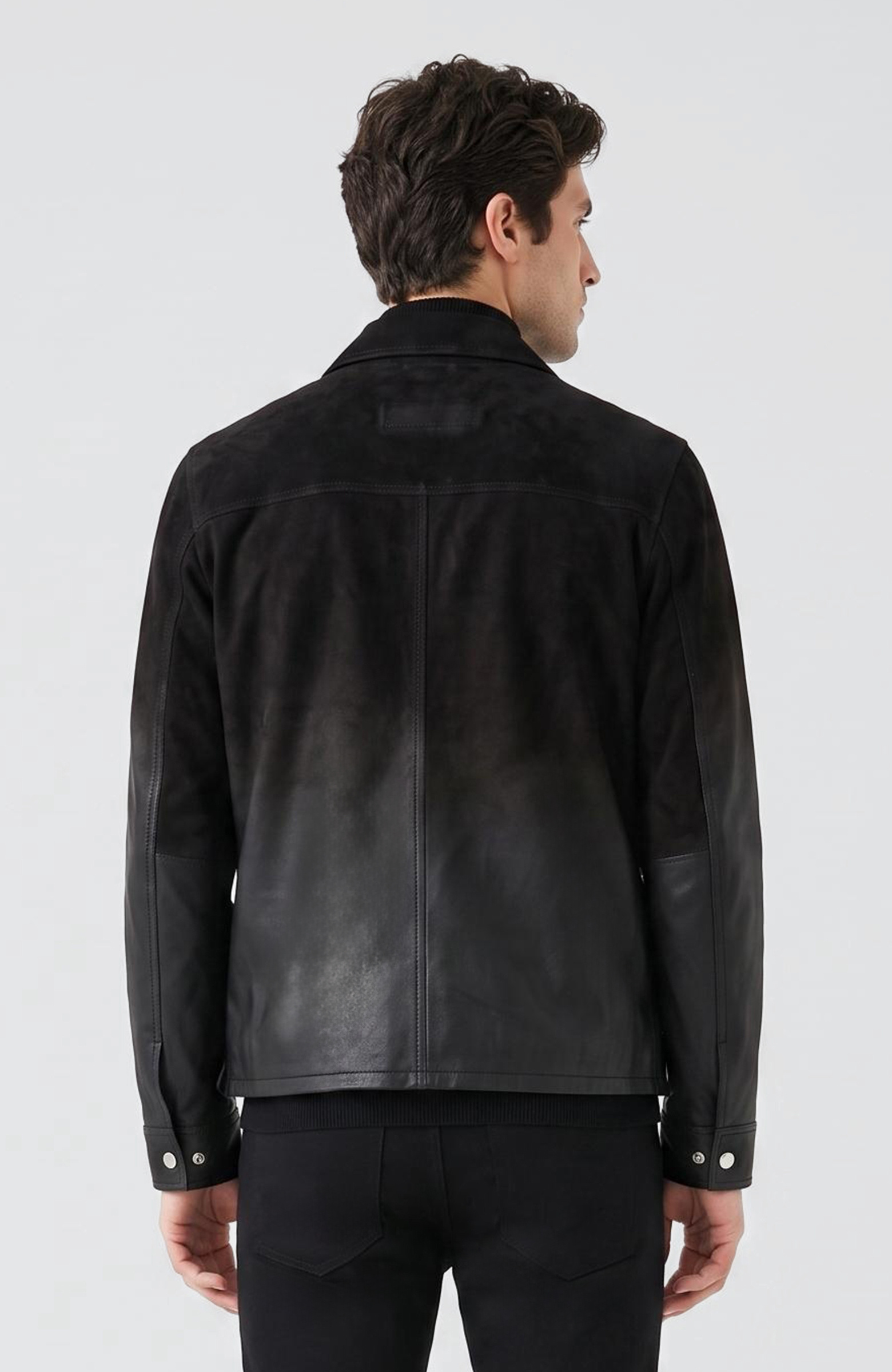 Black Gradient Leather Coat
