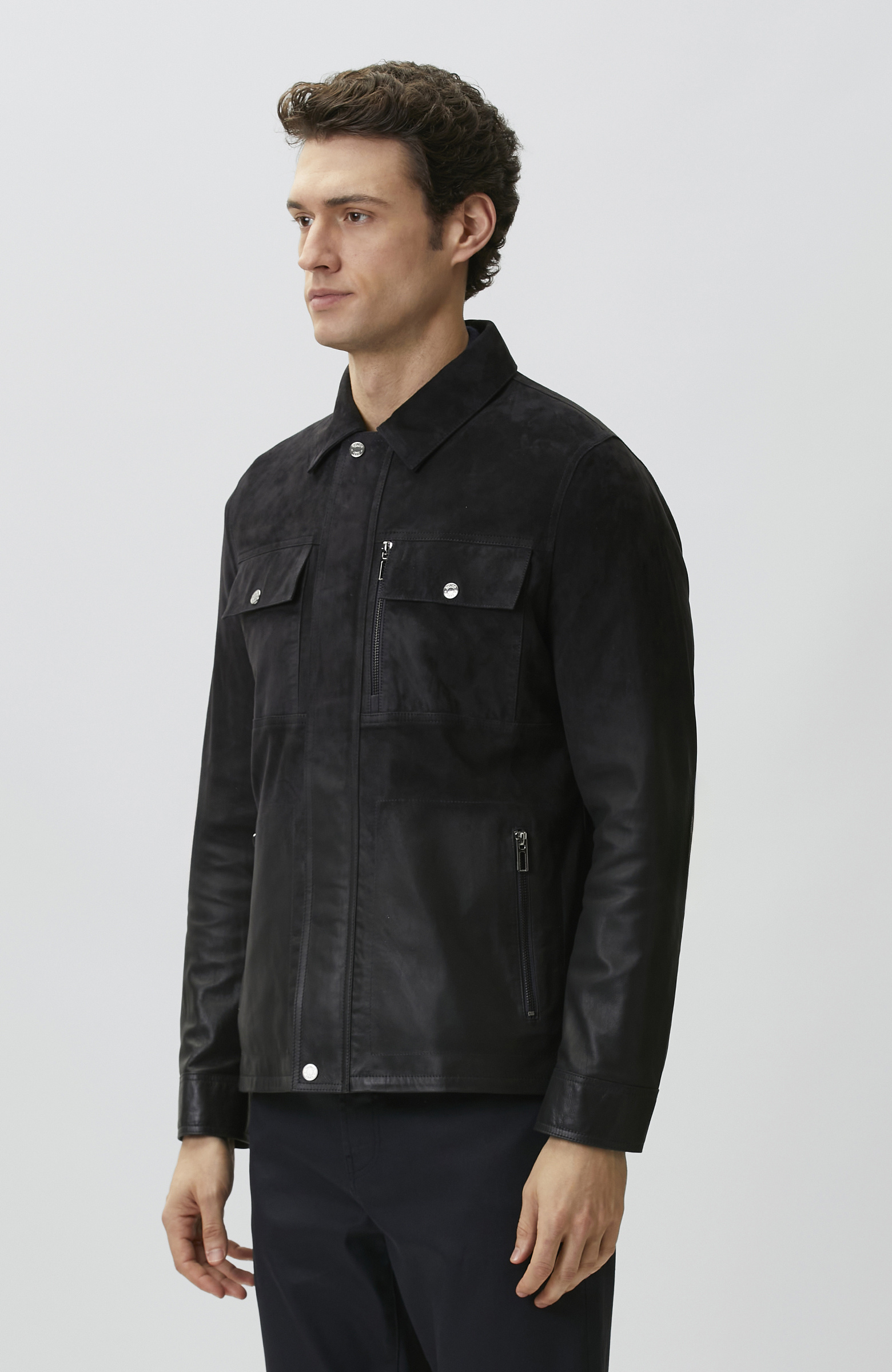Navy Blue Gradient Leather Jacket