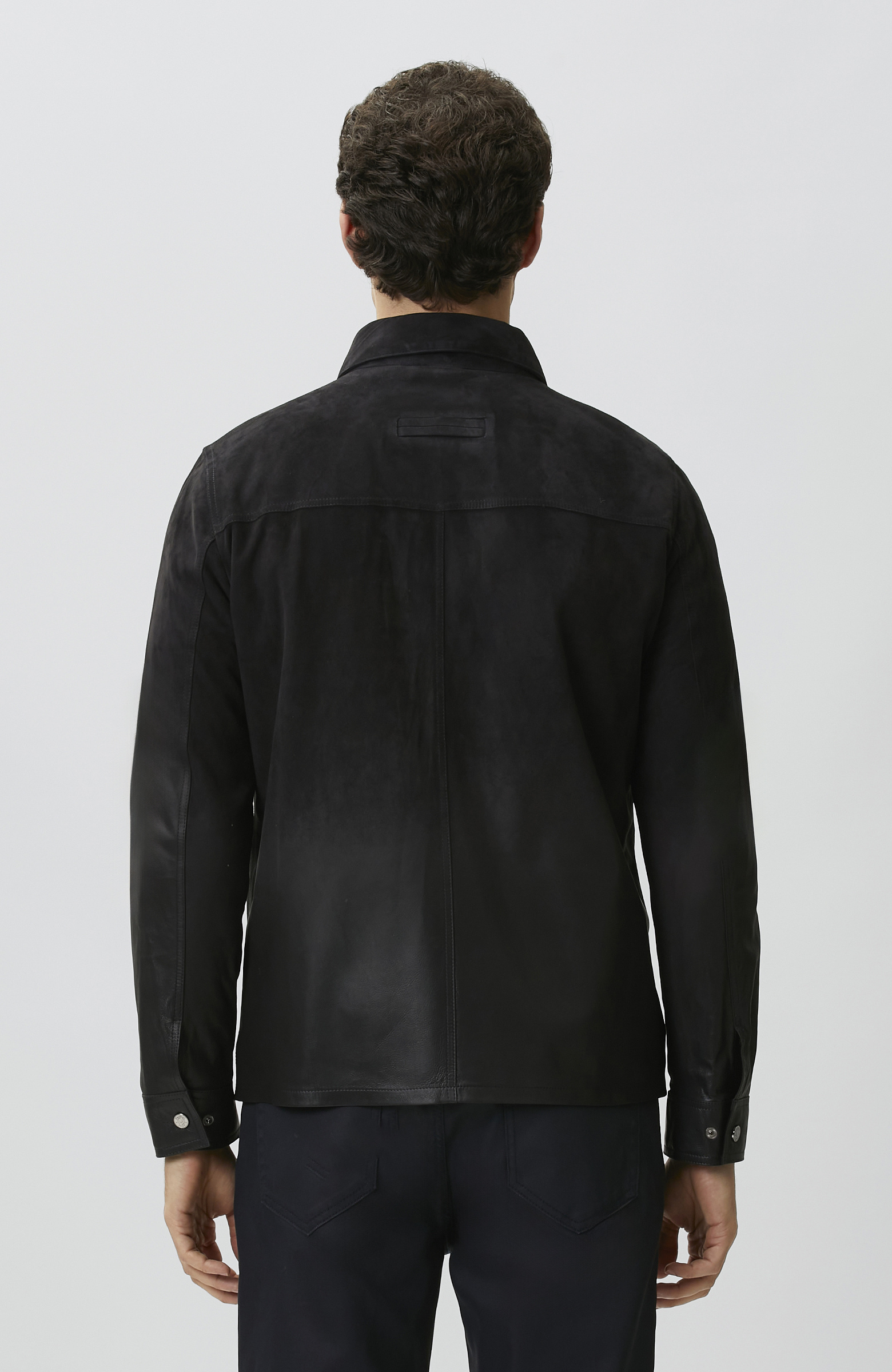 Navy Blue Gradient Leather Jacket
