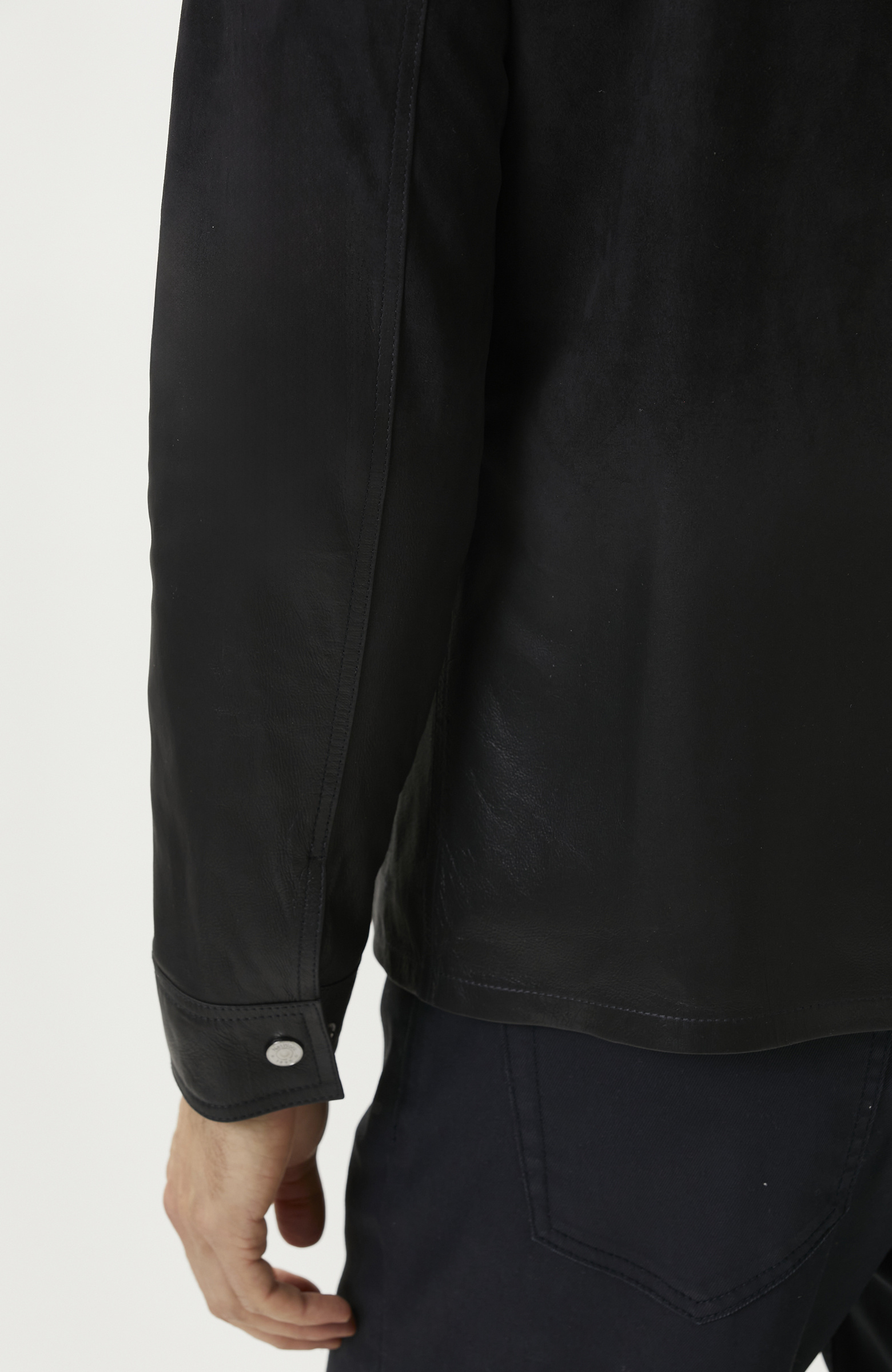 Navy Blue Gradient Leather Jacket