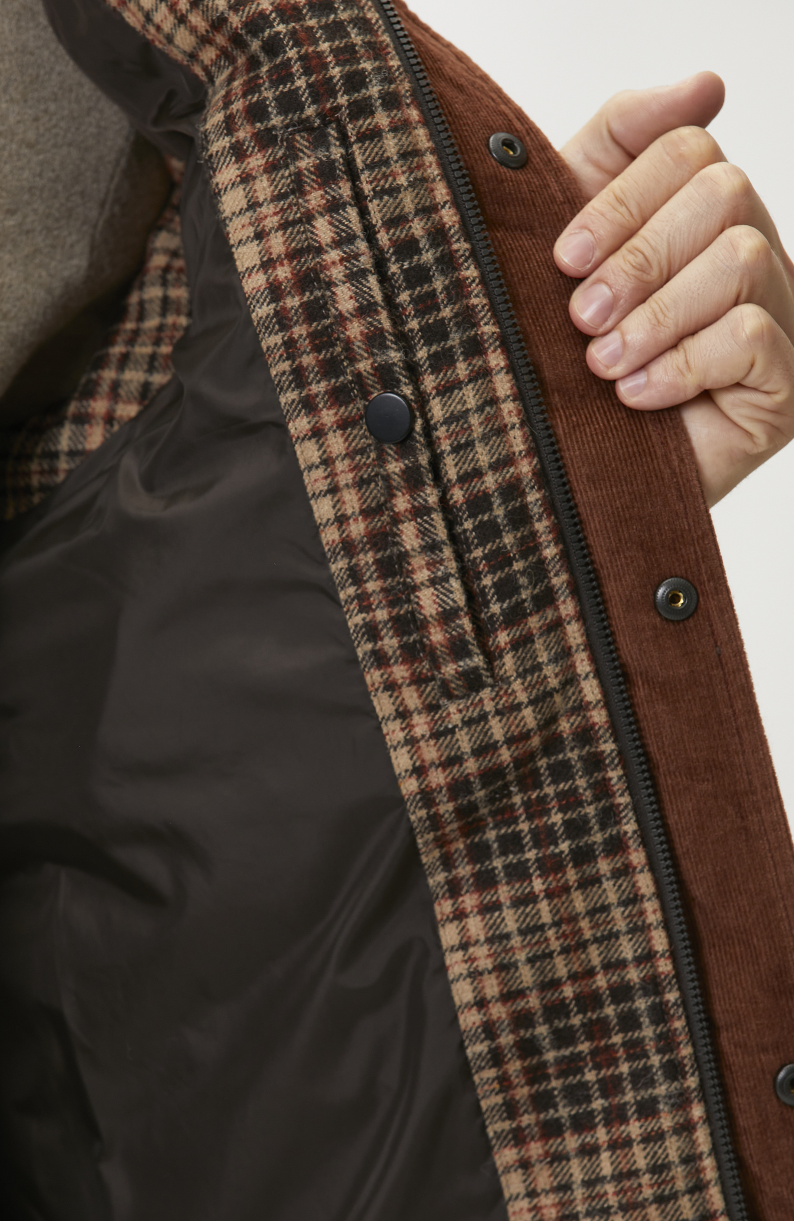 Camel Ekose Desenli Yün Karışımlı Casual Yelek