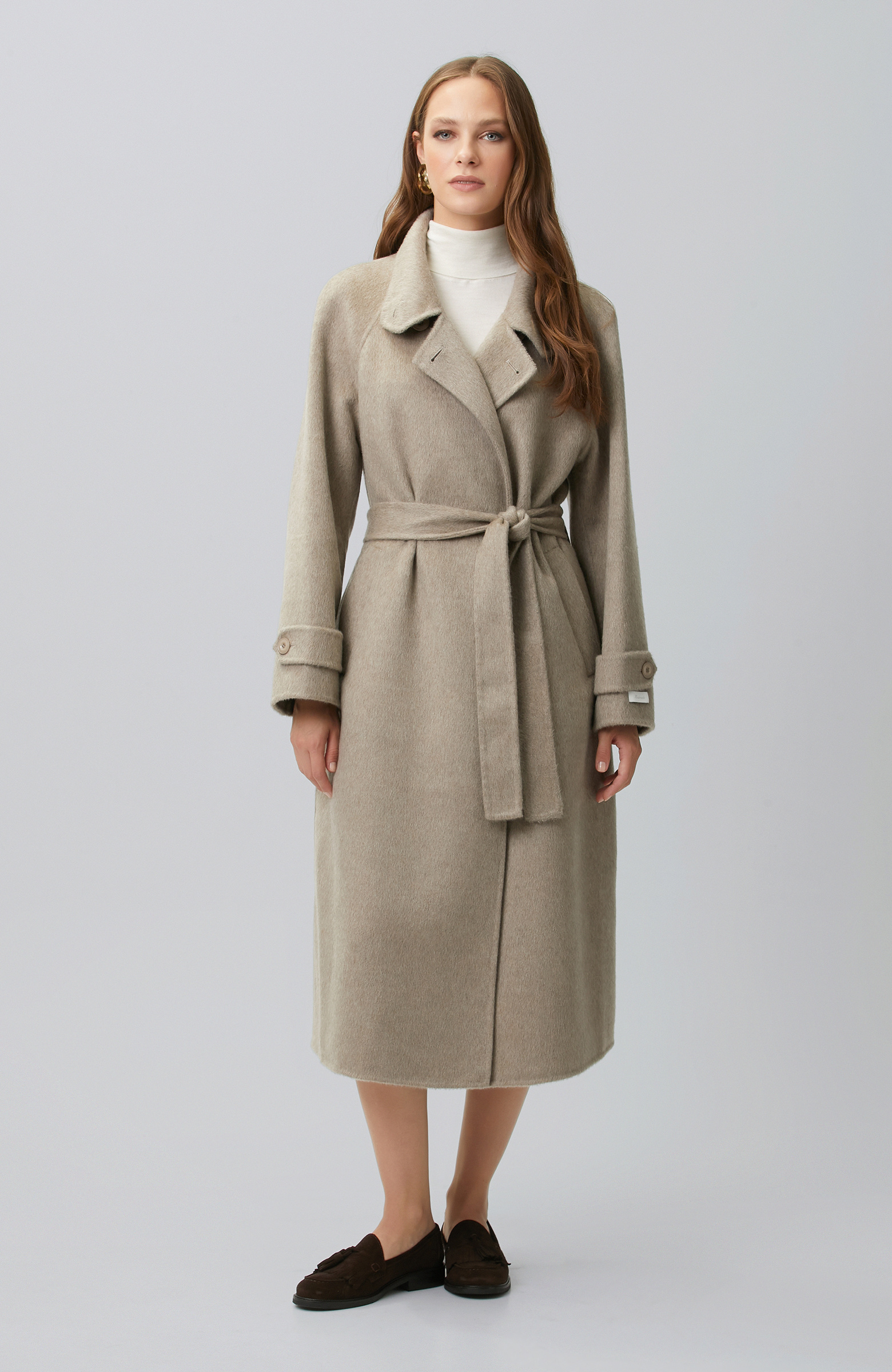 Limited Bej Melanj Kaşmir Yün Karışımlı Palto