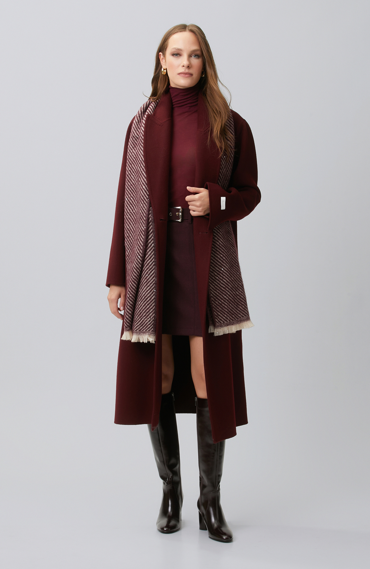 Limited Bordo Kaşmir Ve Yün Karışımlı Palto