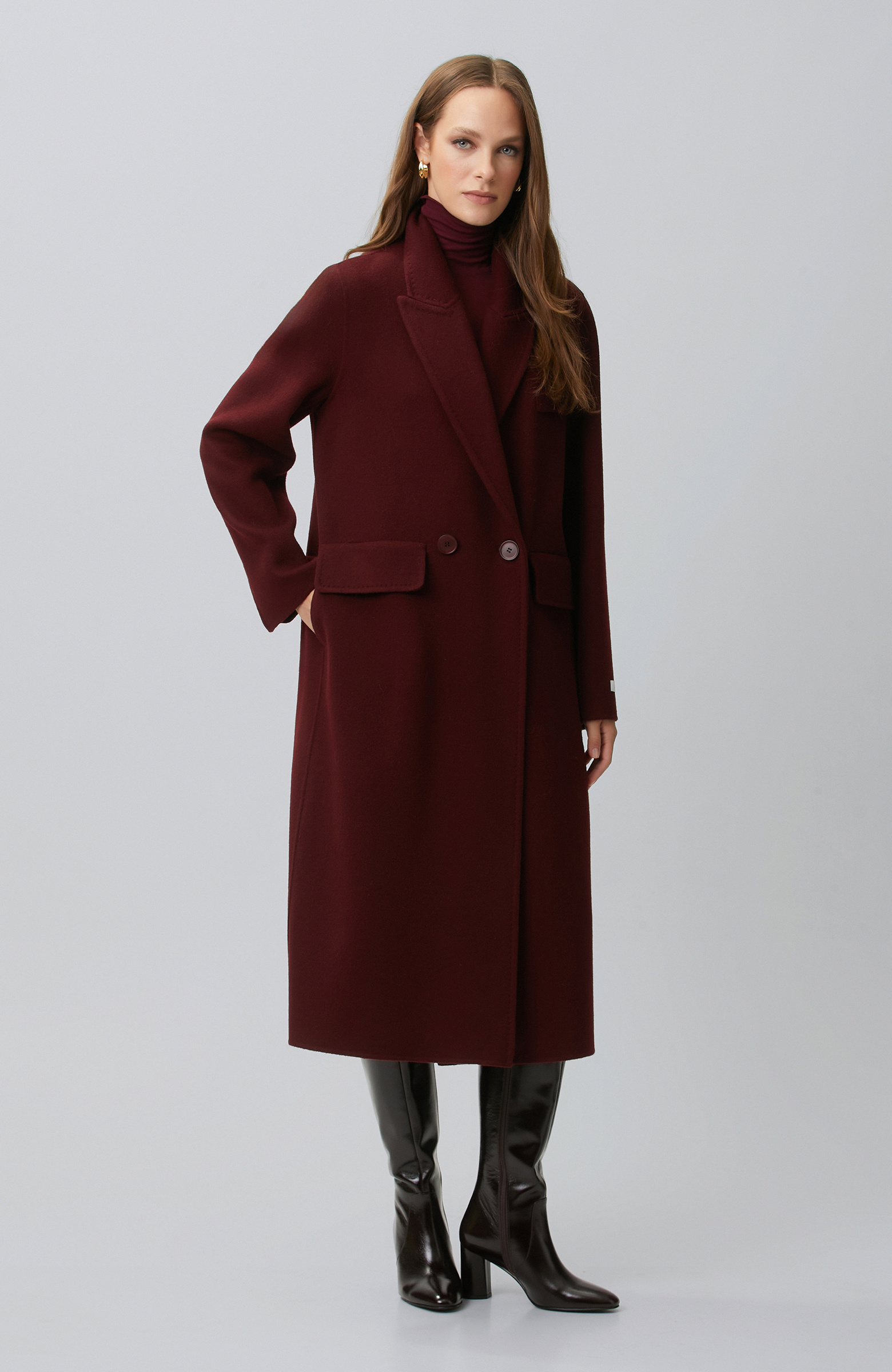 Limited Bordo Kaşmir Ve Yün Karışımlı Palto