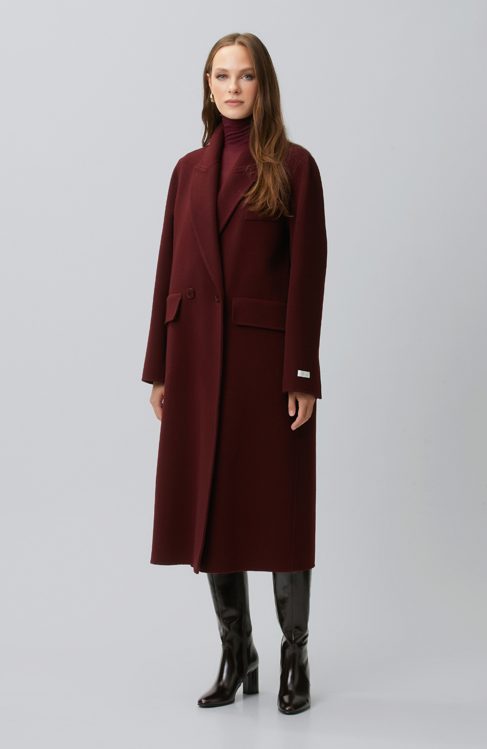 Limited Bordo Kaşmir Ve Yün Karışımlı Palto