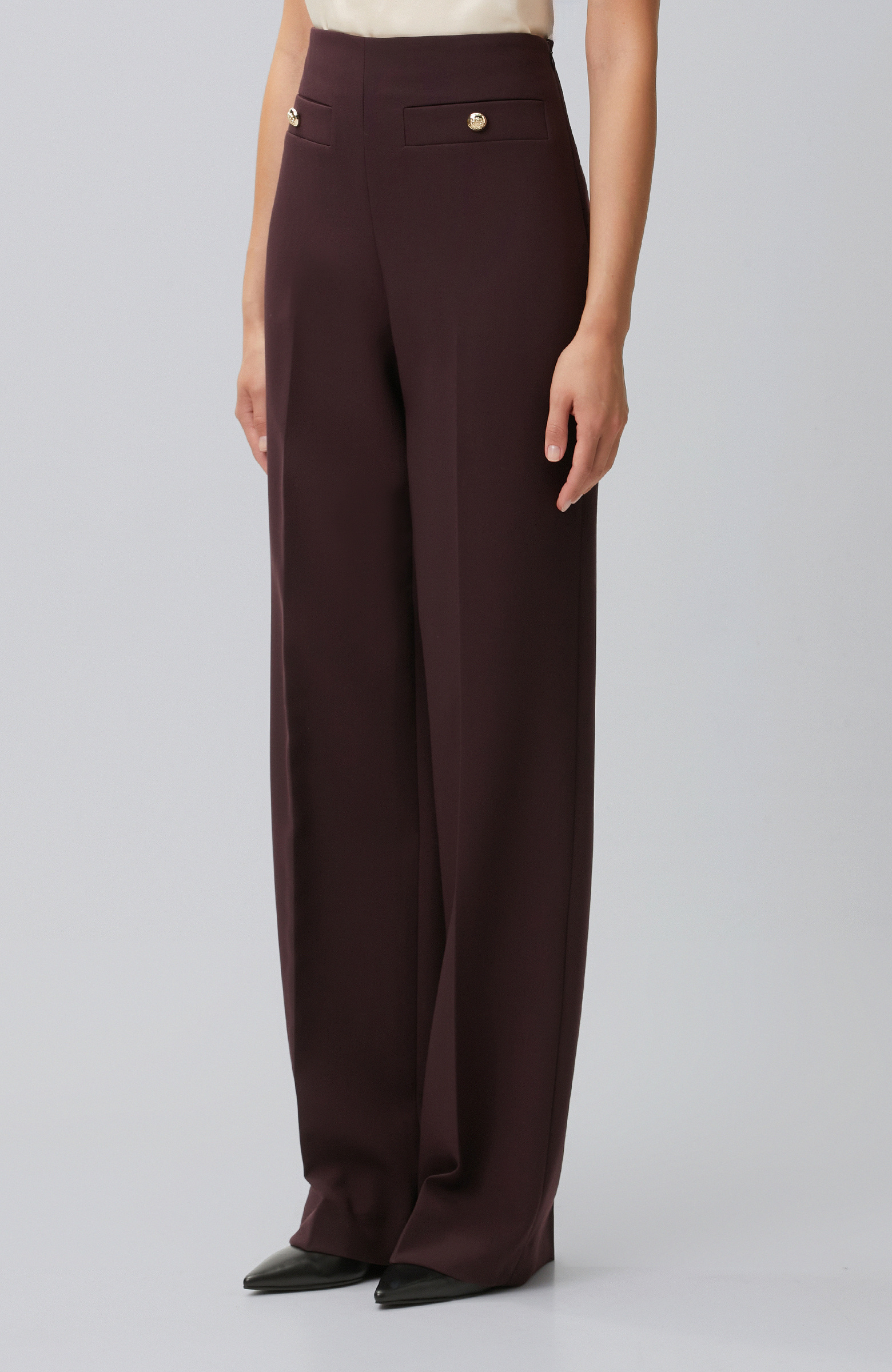 Mürdüm Cep Detaylı Pantolon