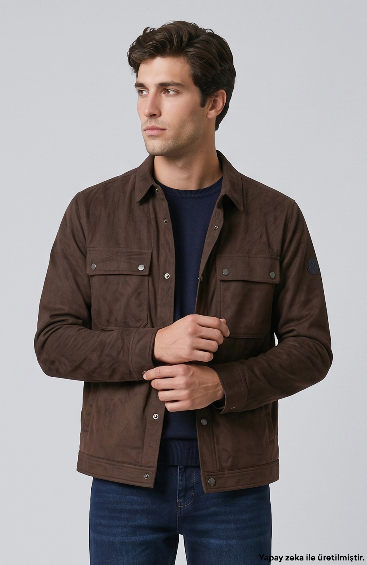 Acı Kahve Slim Fit Yan Cep Detaylı Dış Gömlek