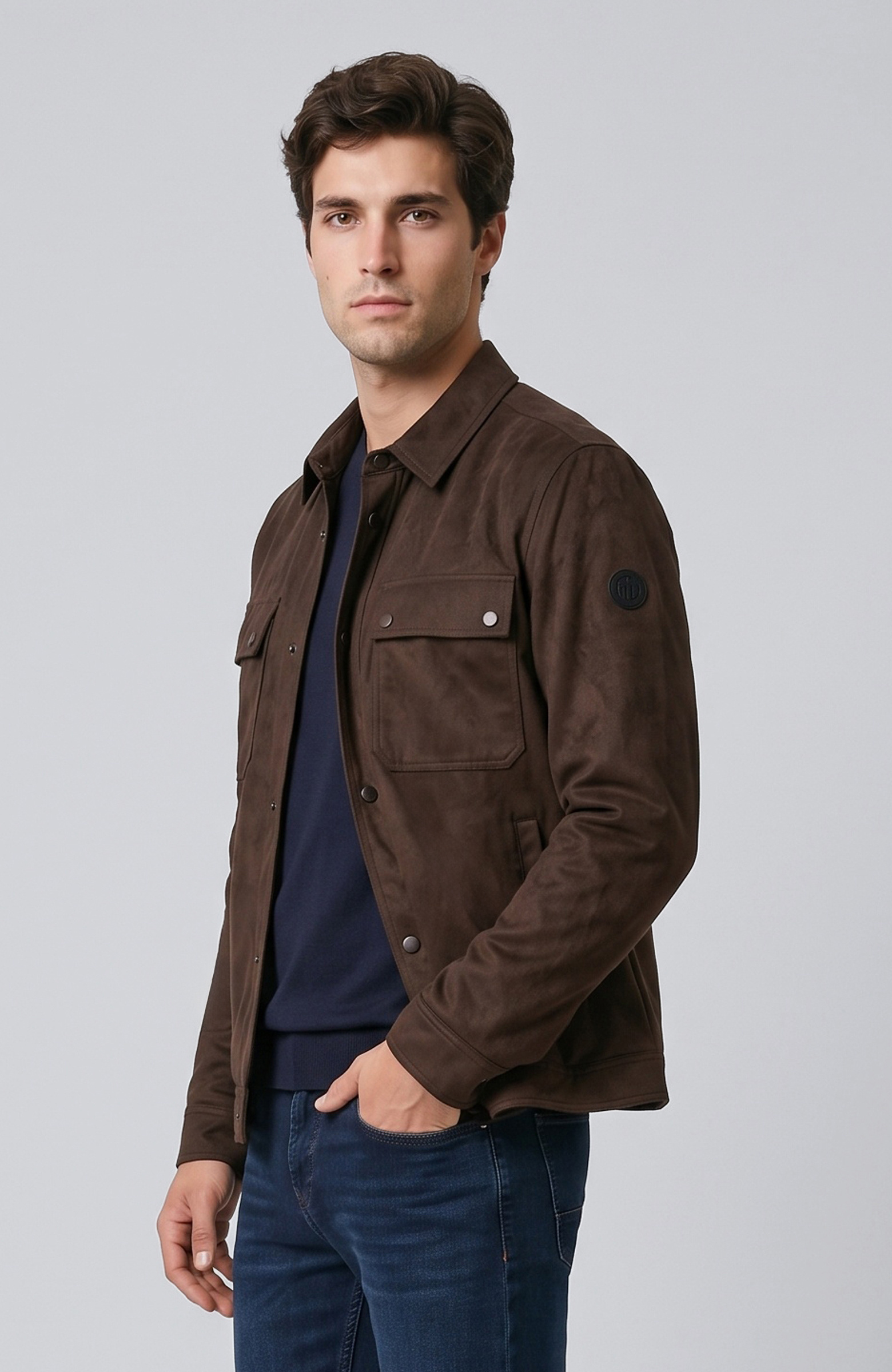 Acı Kahve Slim Fit Yan Cep Detaylı Dış Gömlek