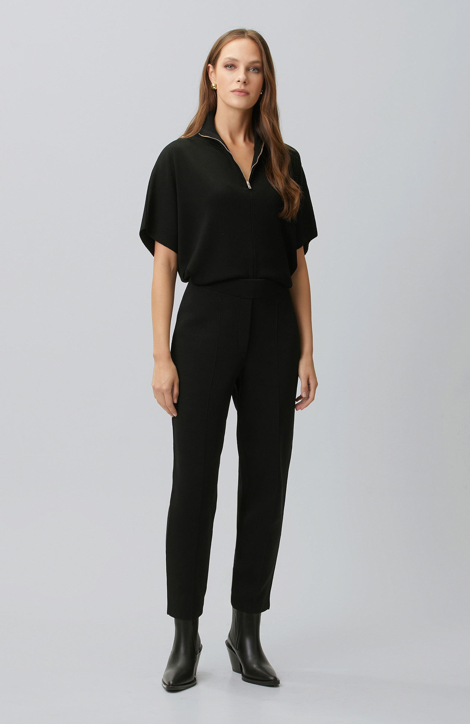 Black Loose Form Basic Knit Sweater