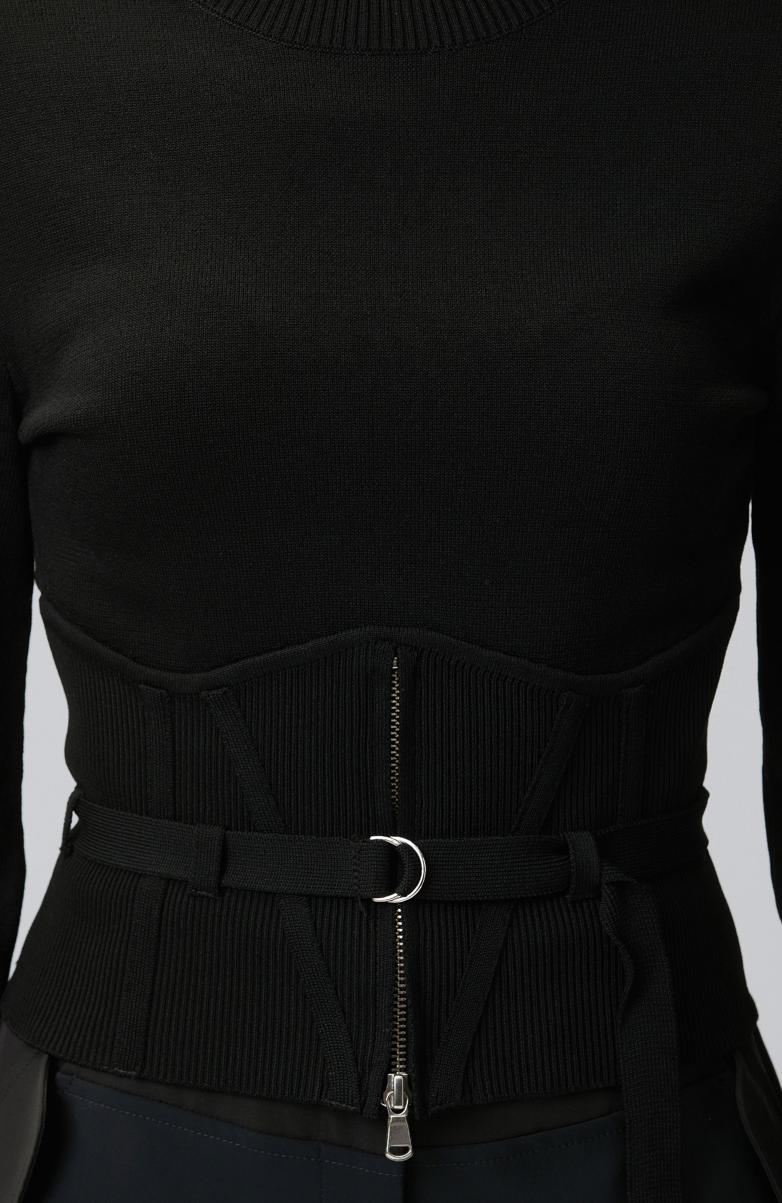 N-Tech Black Knitwear Sweater with Zipper Detail