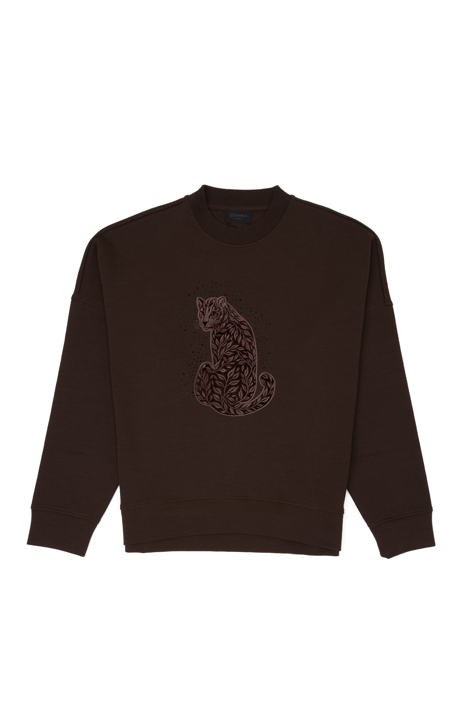 N-Tech Acı Kahve Kaplan Figürlü Sweatshirt