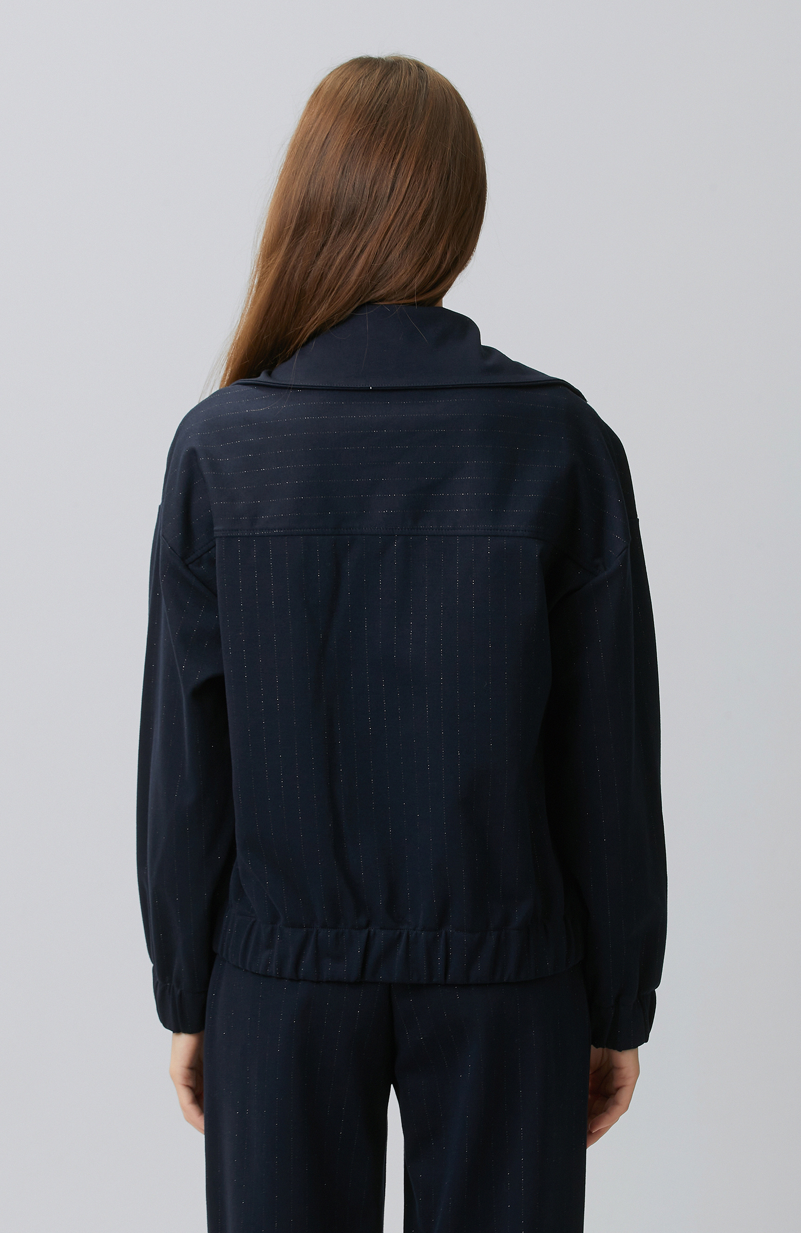 Navy Blue Striped Glitter Sweatshirt