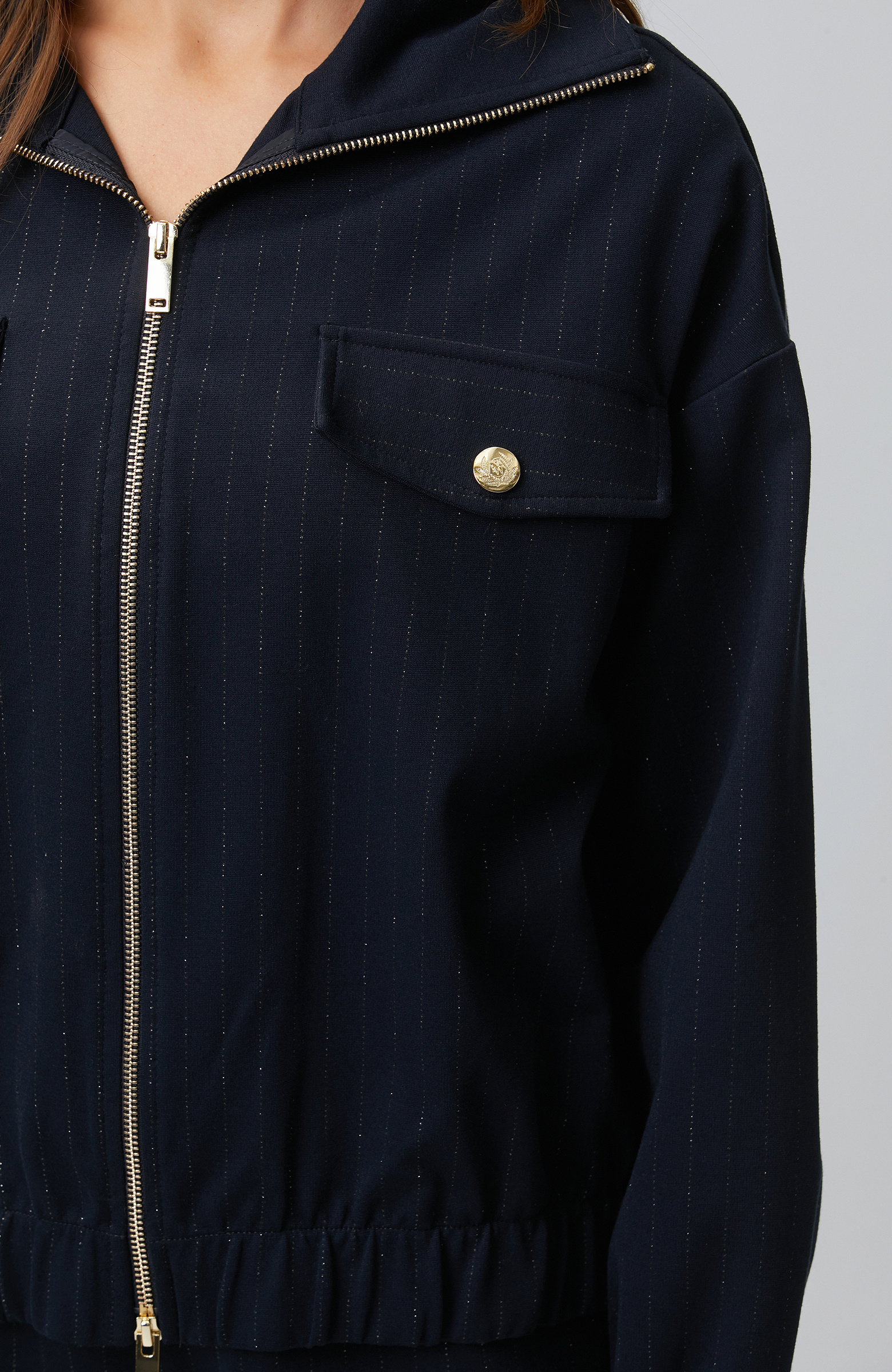 Navy Blue Striped Glitter Sweatshirt