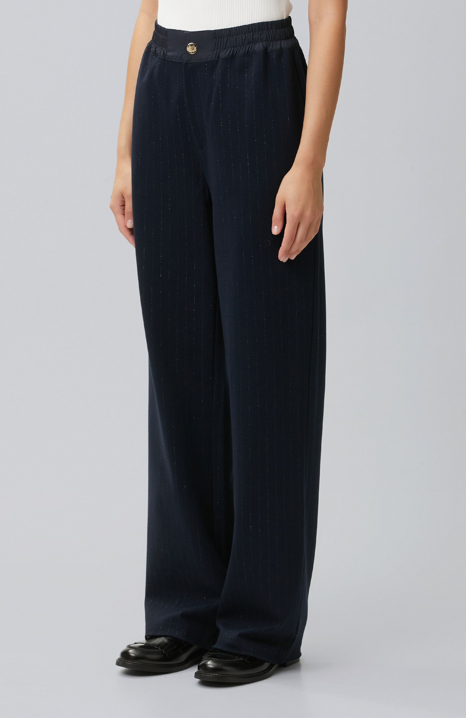 Navy Blue Glitter Striped Sweatpants