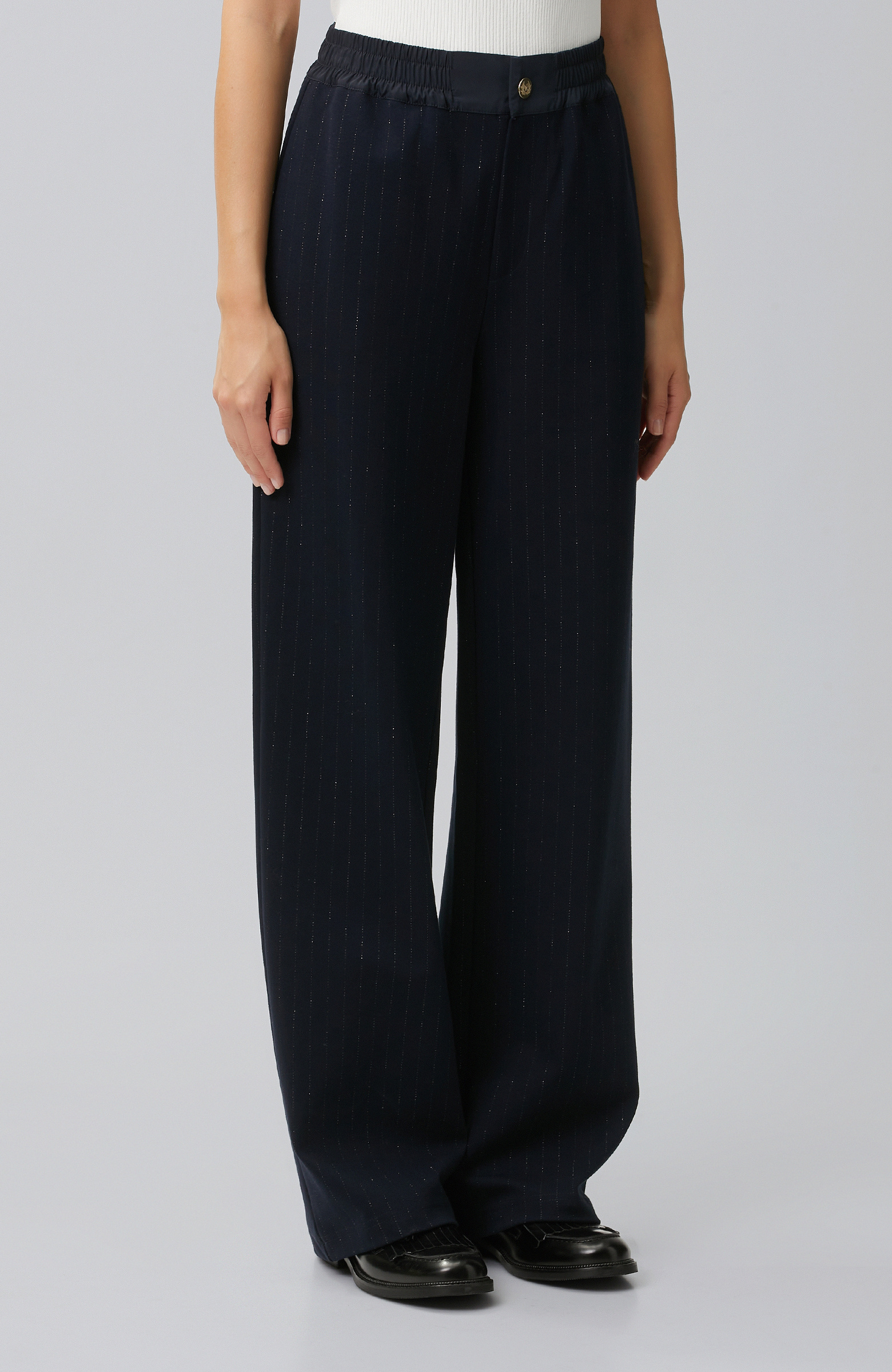 Navy Blue Glitter Striped Sweatpants
