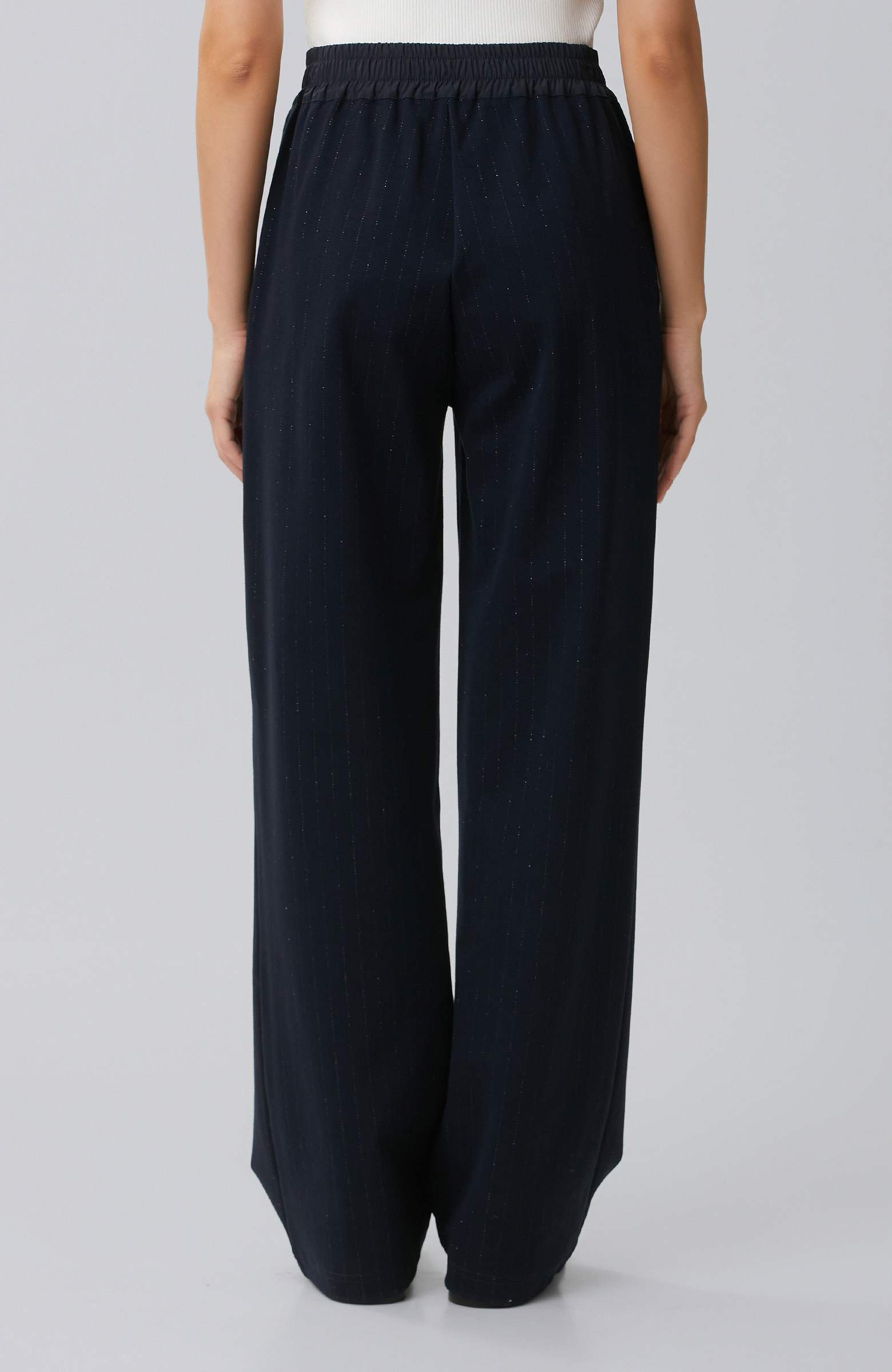 Navy Blue Glitter Striped Sweatpants