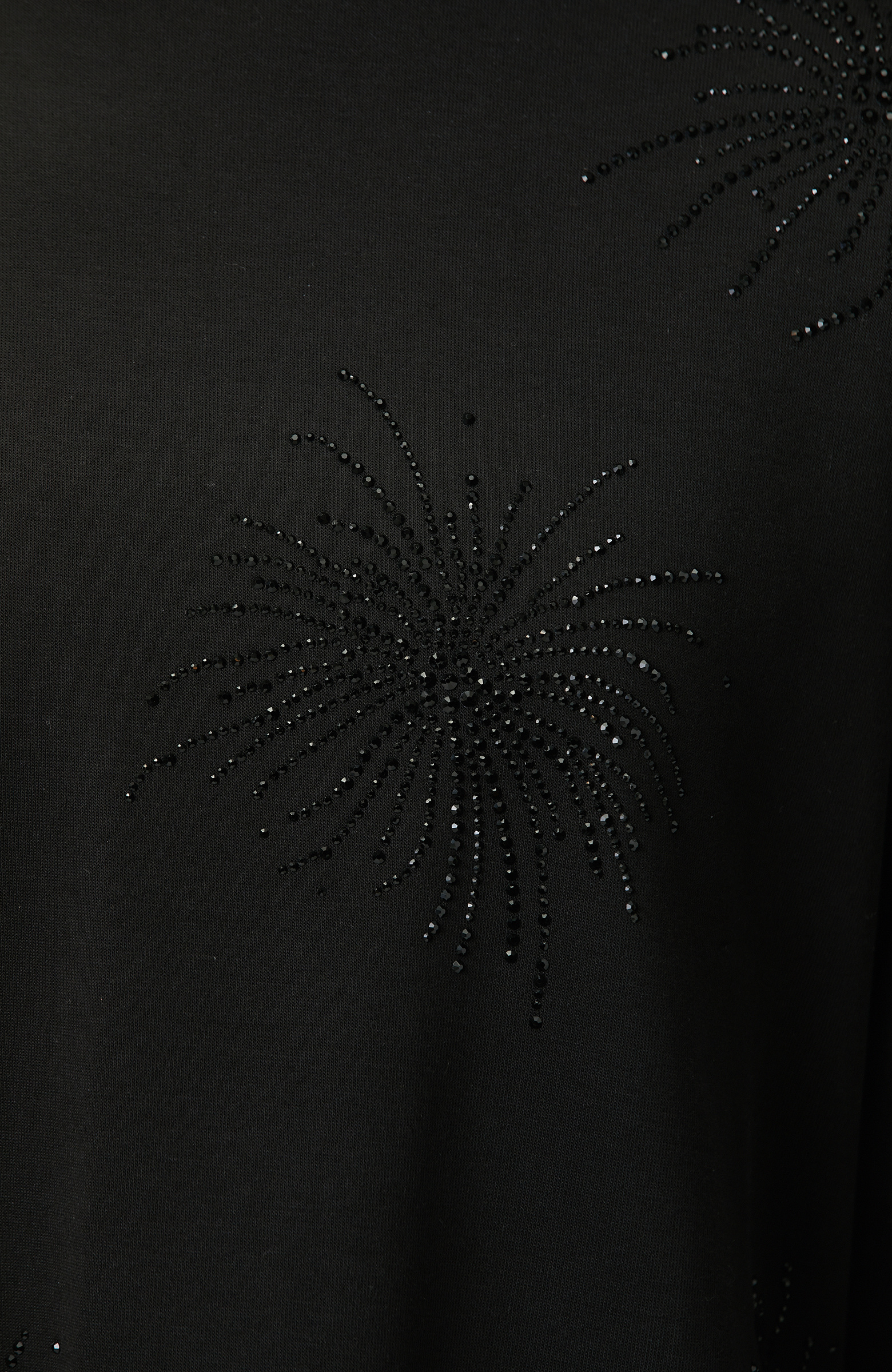 Siyah Taş Detaylı Dokuma Garnili Sweatshirt