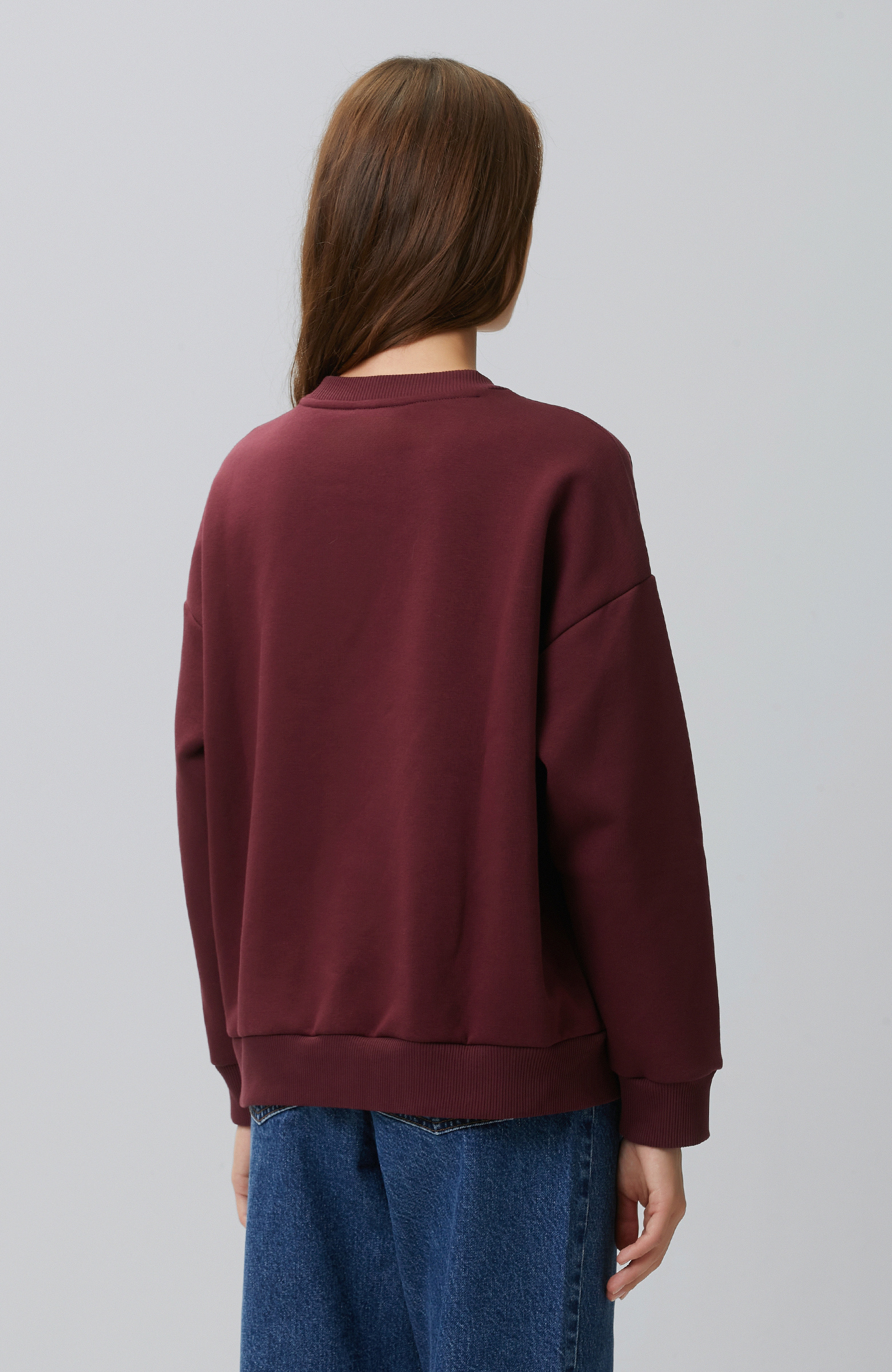 Bordo Sincap Figürlü Baskılı Sweatshirt